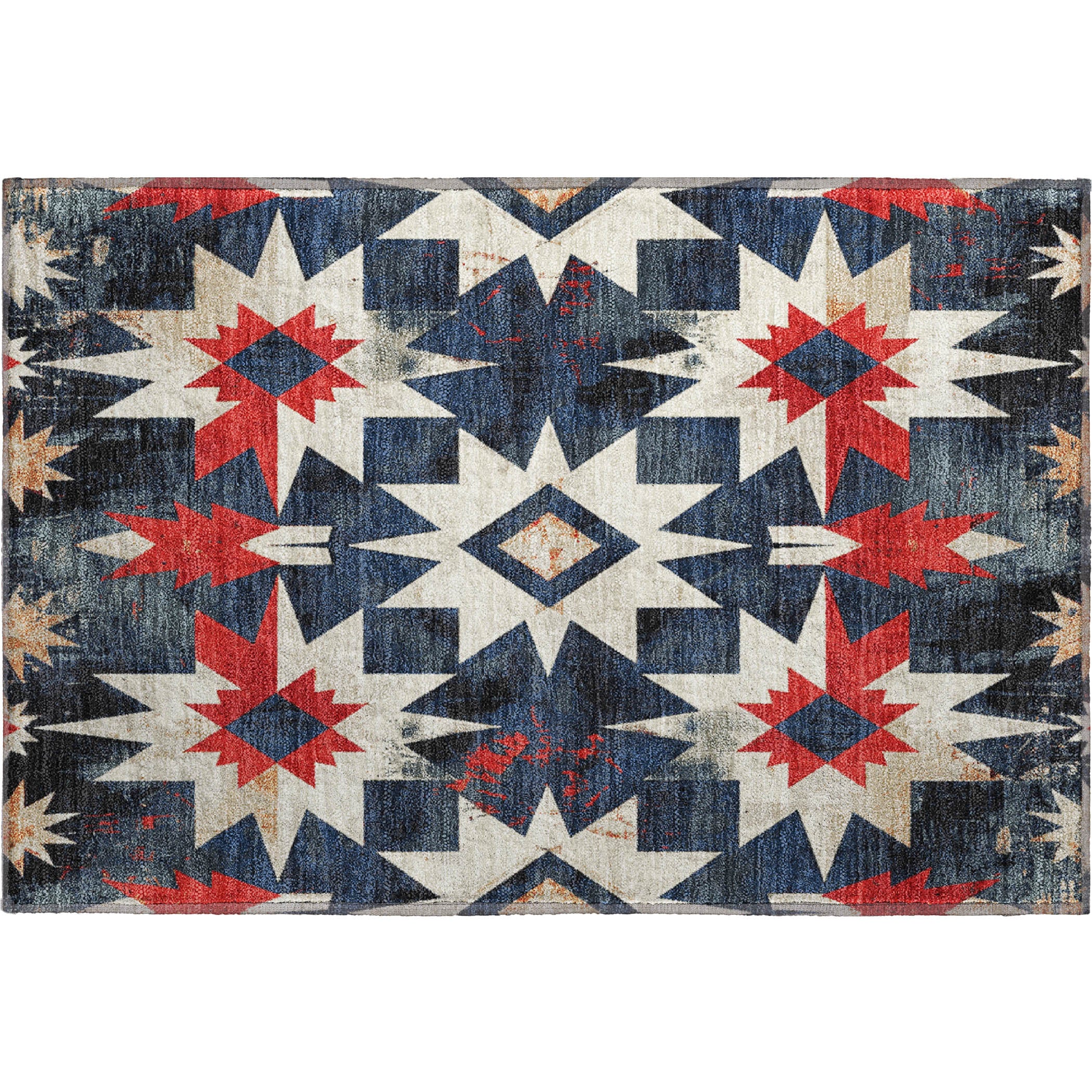 Chiang Mai Machine Washable Transitional Navy Blue Rug 1'8" x 2'6" #shape_Rectangle