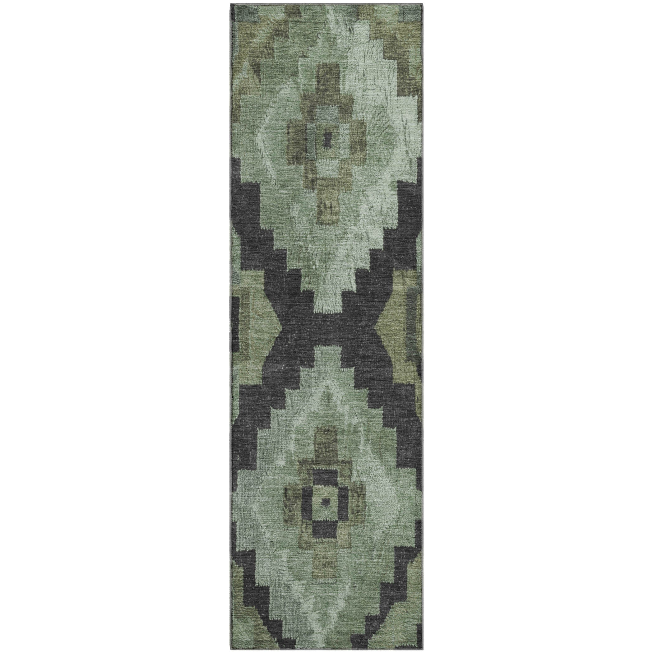 Cusco Machine Washable Transitional Aloe Green Rug 2'3" x 7'6" #shape_Runner