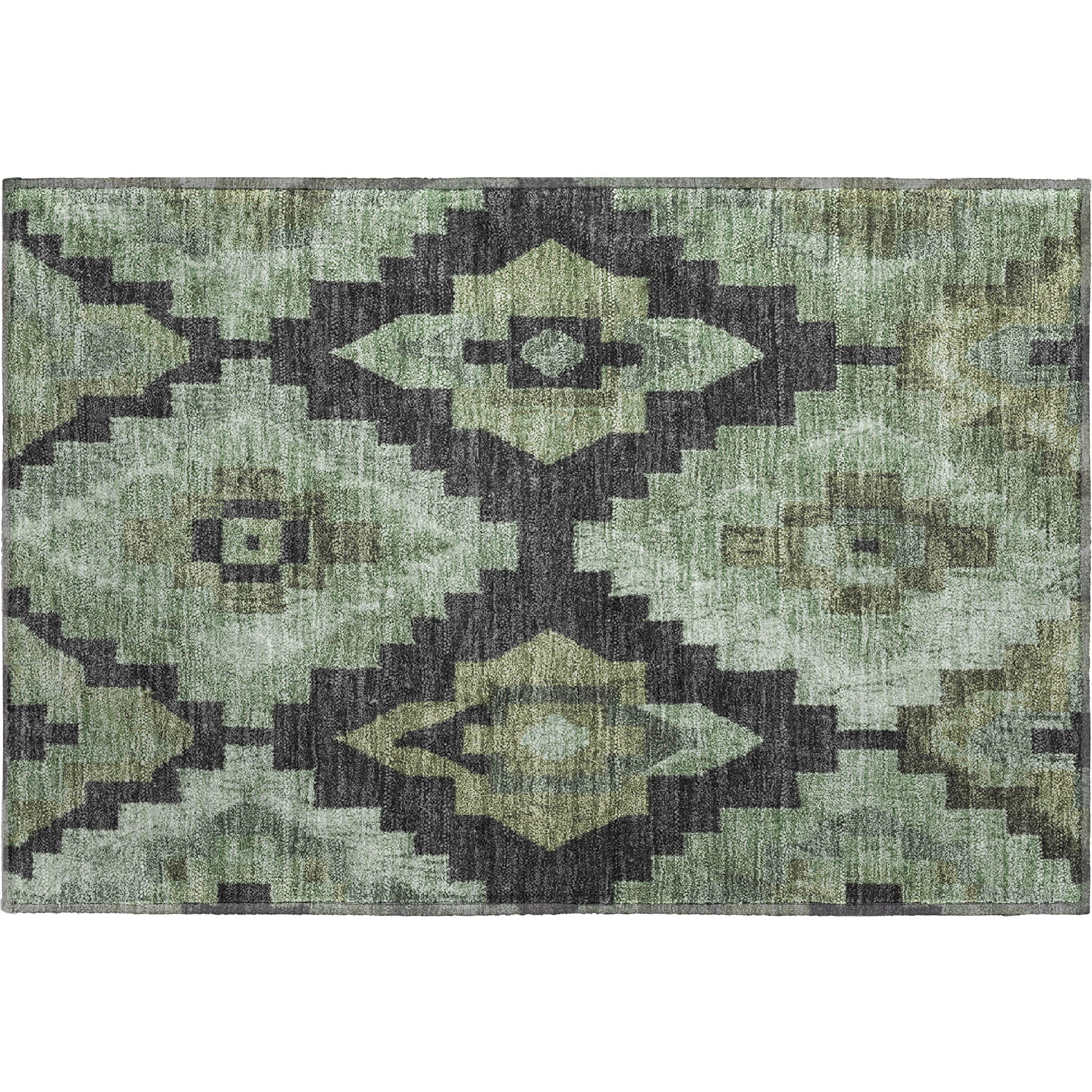 Cusco Machine Washable Transitional Aloe Green Rug 1'8" x 2'6" #shape_Rectangle