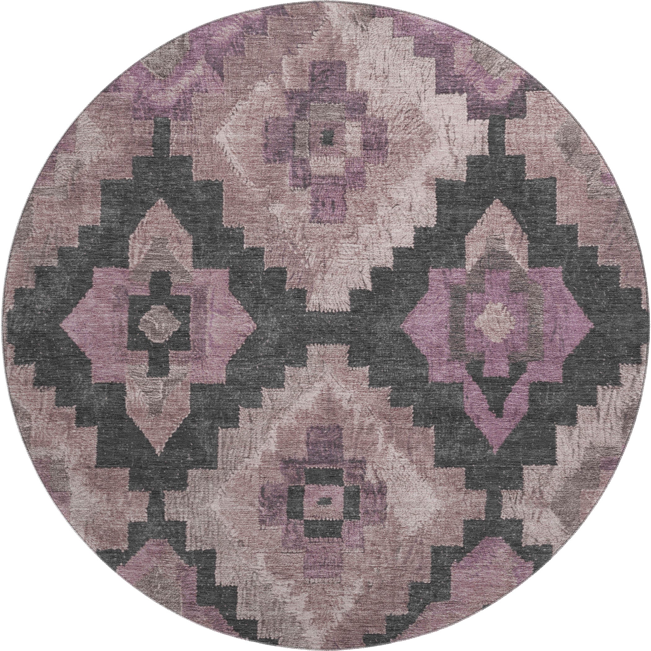 Cusco Machine Washable Transitional Blush Pink Rug 8' x 8' #shape_Round