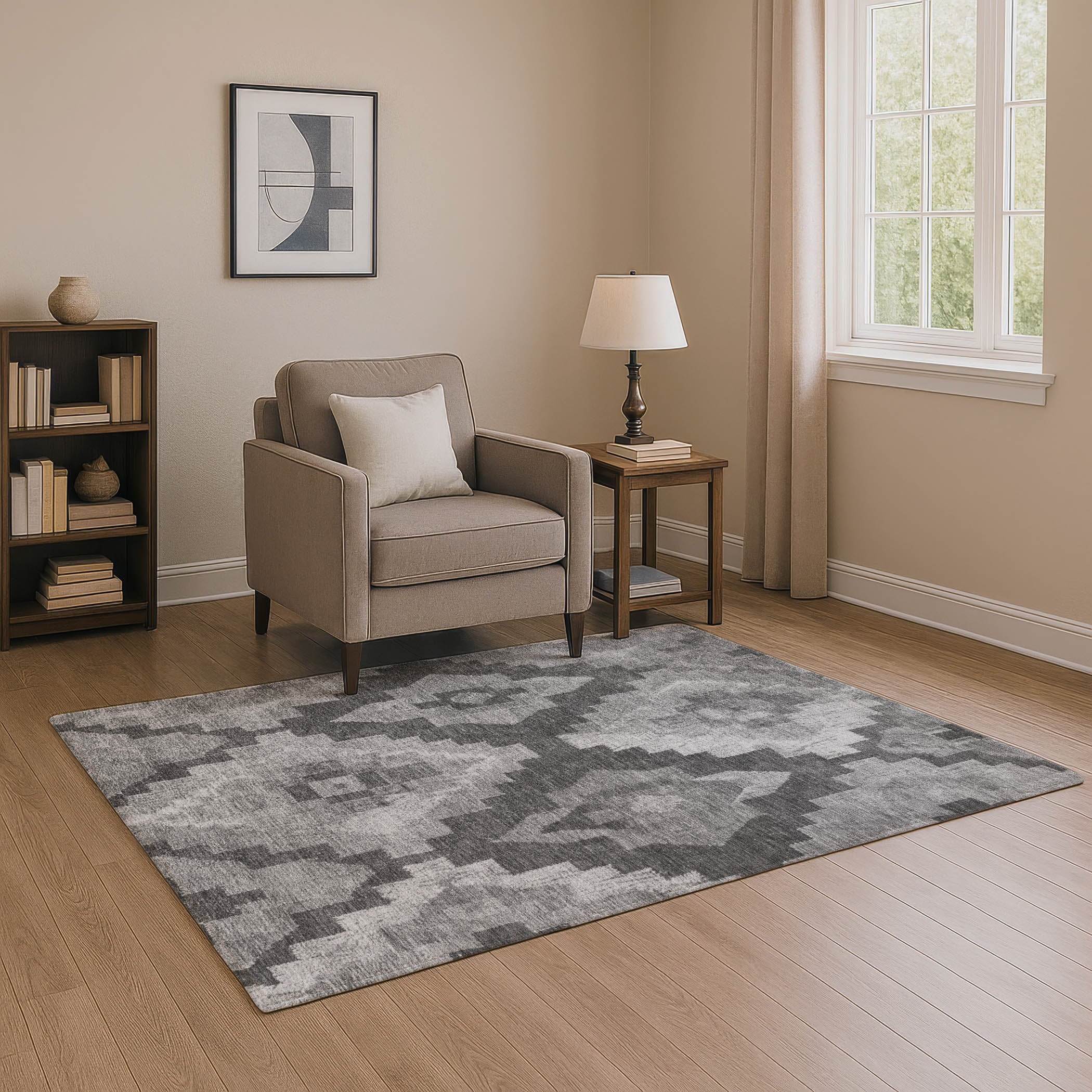 Cusco Machine Washable Transitional Gray Rug 2'6" x 3'10" #shape_Rectangle