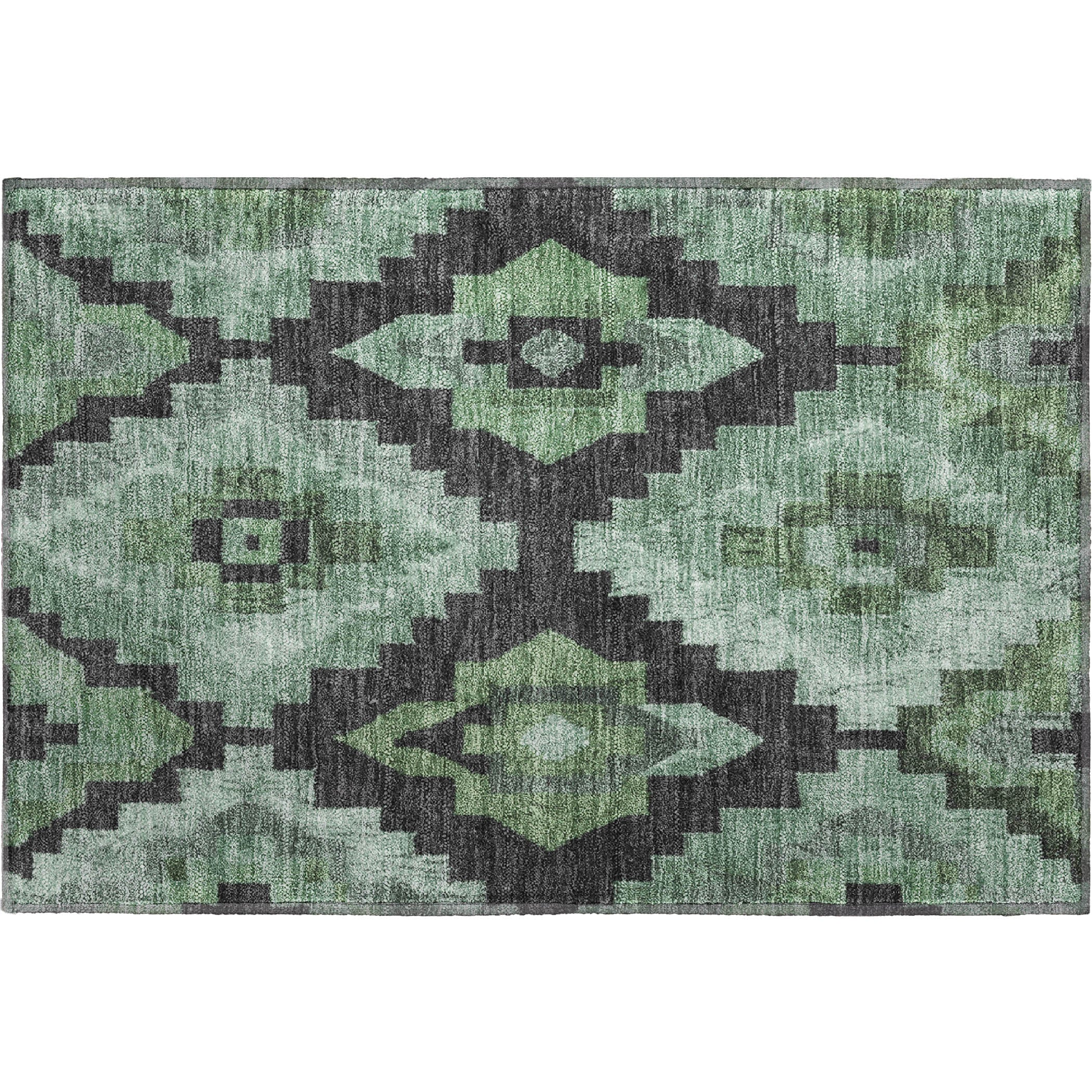 Cusco Machine Washable Transitional Green Rug 1'8" x 2'6" #shape_Rectangle