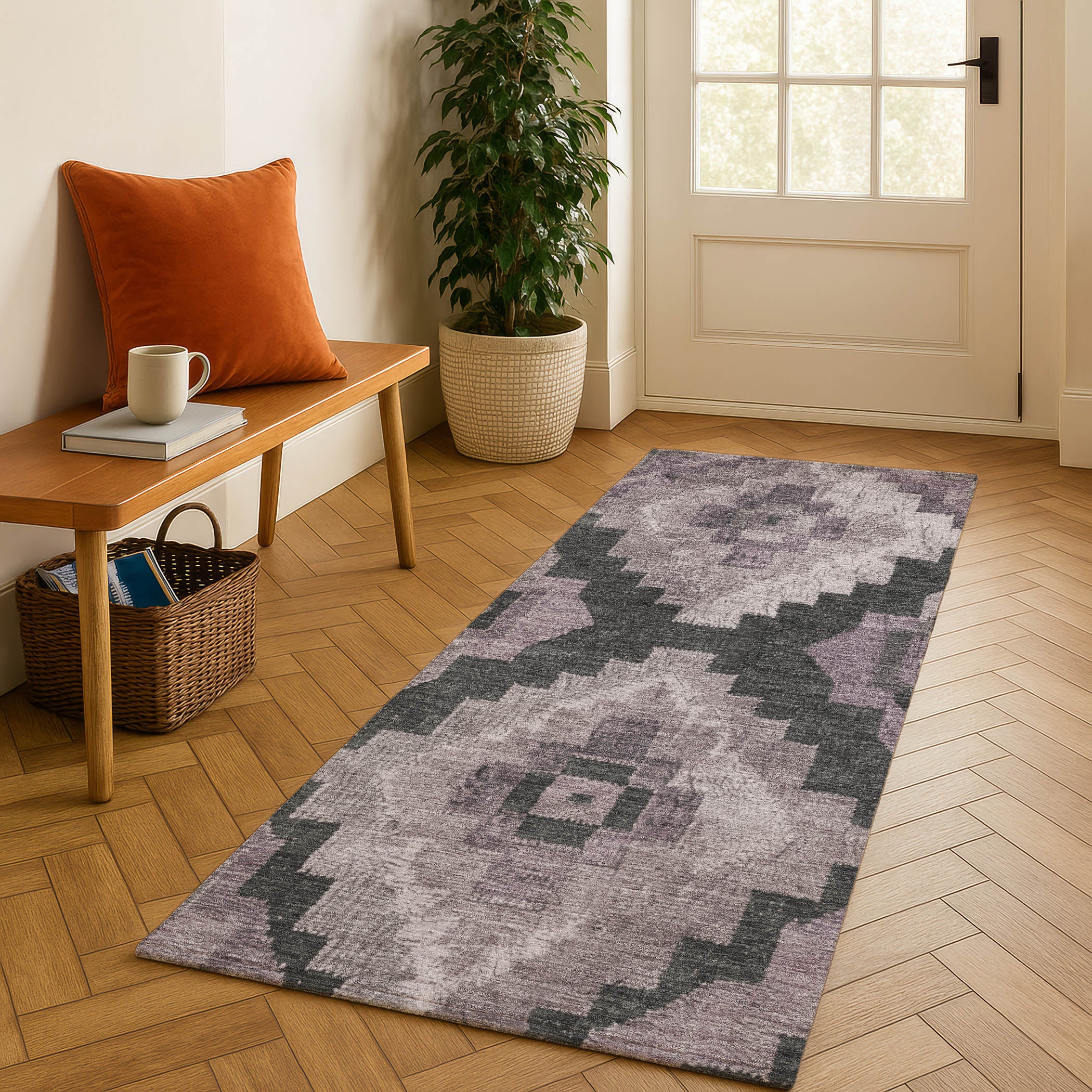Cusco Machine Washable Transitional Lavender Purple Rug 2'3" x 7'6" #shape_Runner