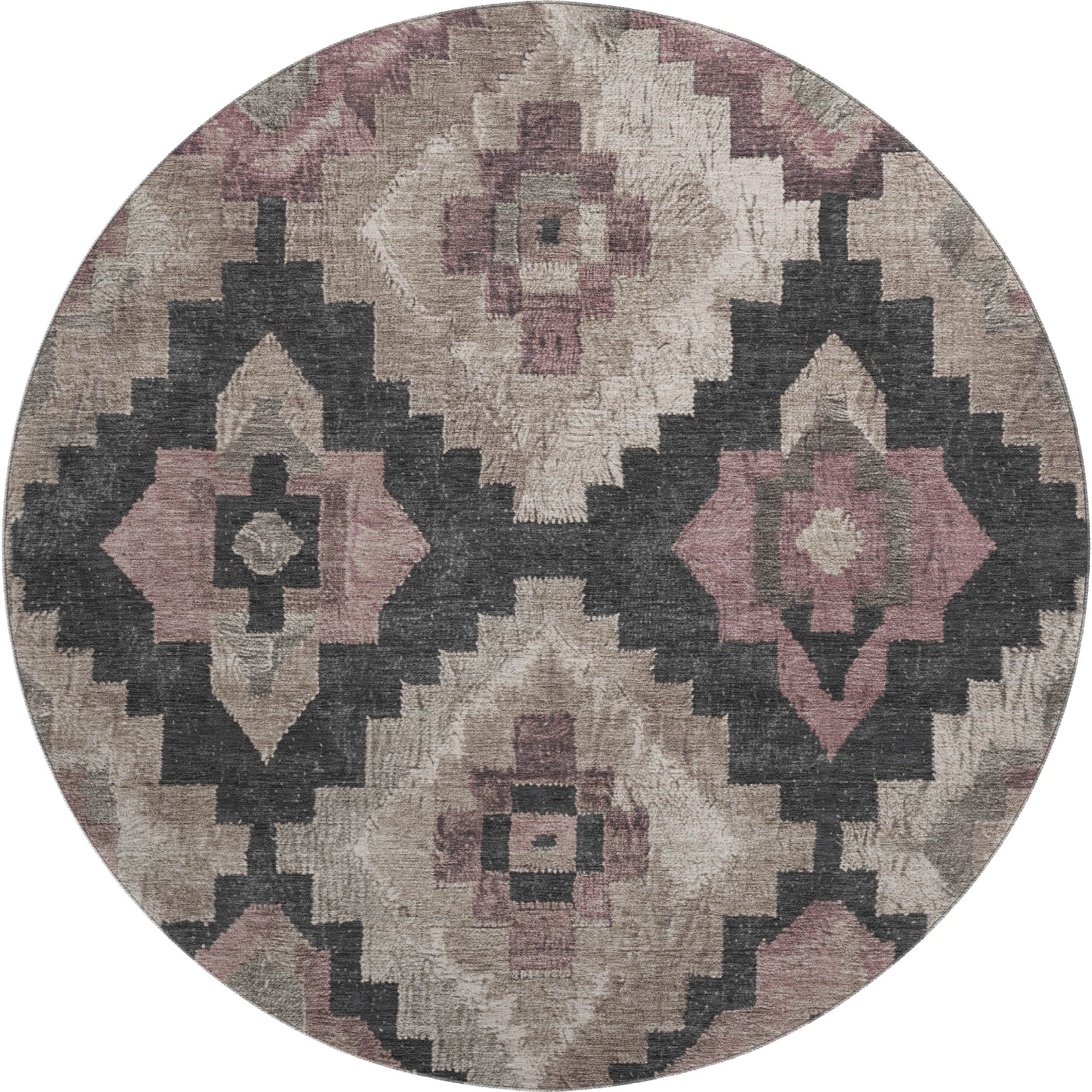 Cusco Machine Washable Transitional Taupe Brown Rug 8' x 8' #shape_Round