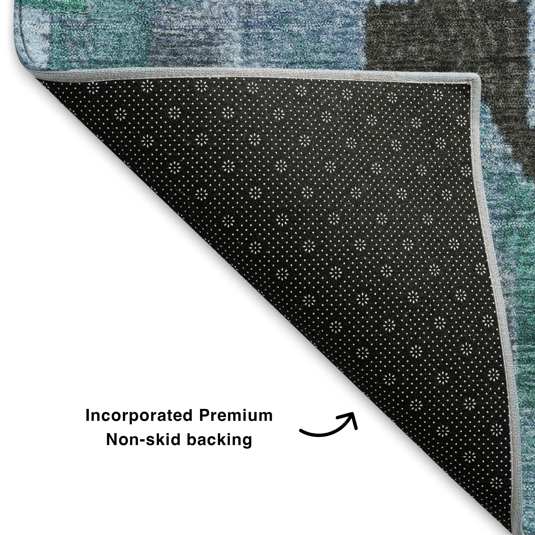 Cusco Machine Washable Transitional Teal Rug 1'8" x 2'6" #shape_Rectangle