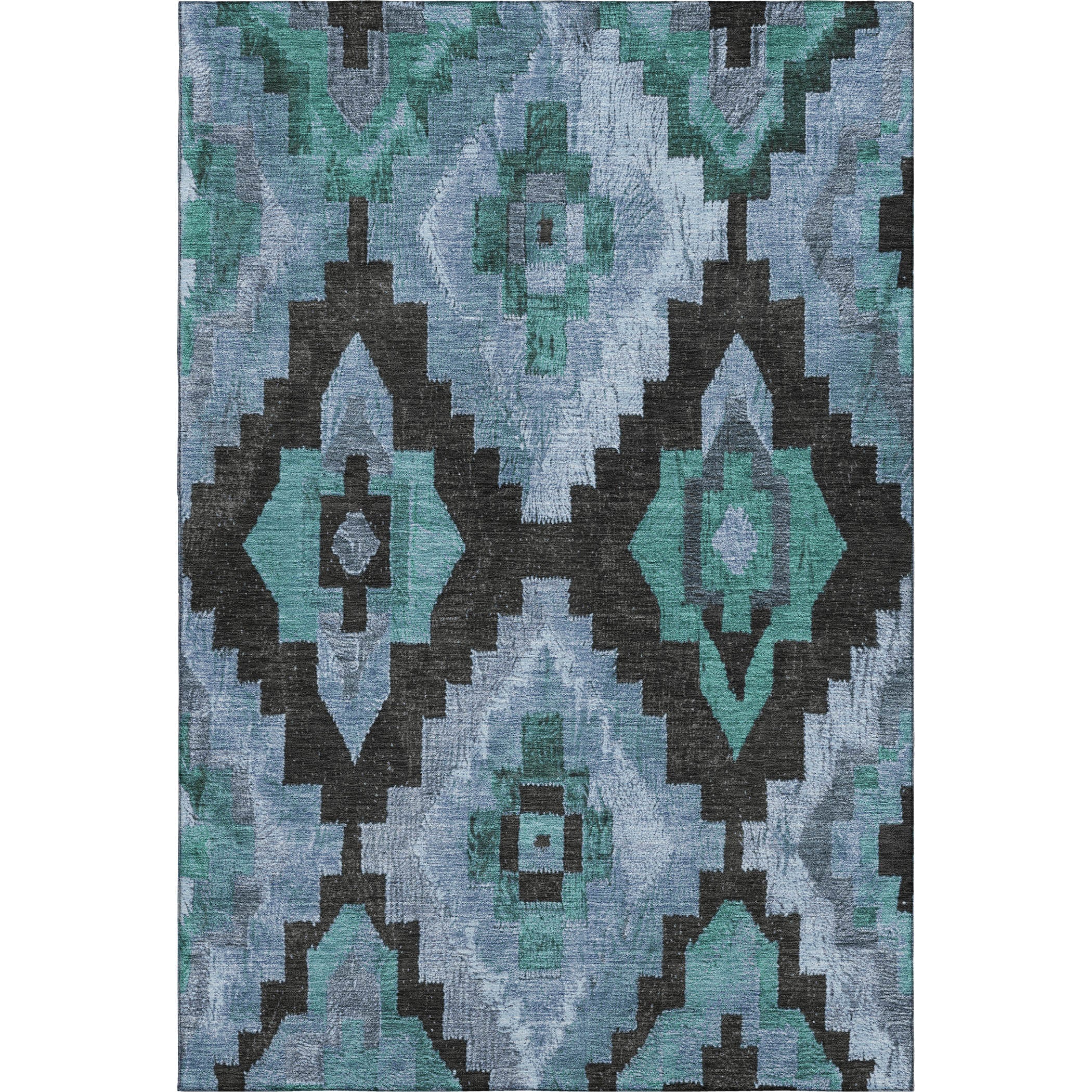 Cusco Machine Washable Transitional Teal Rug 2'6" x 3'10" #shape_Rectangle