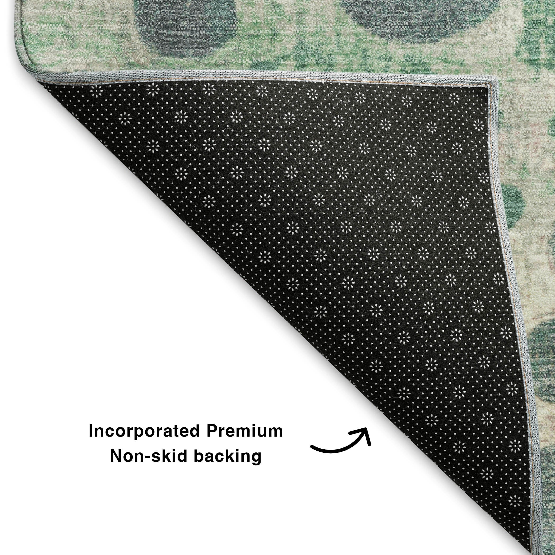 Kathmandu Machine Washable Transitional Green Rug 1'8" x 2'6" #shape_Rectangle