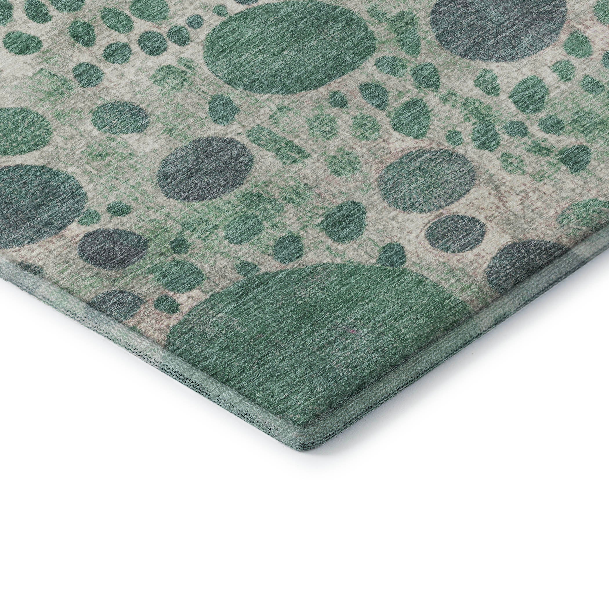 Kathmandu Machine Washable Transitional Green Rug 1'8" x 2'6" #shape_Rectangle