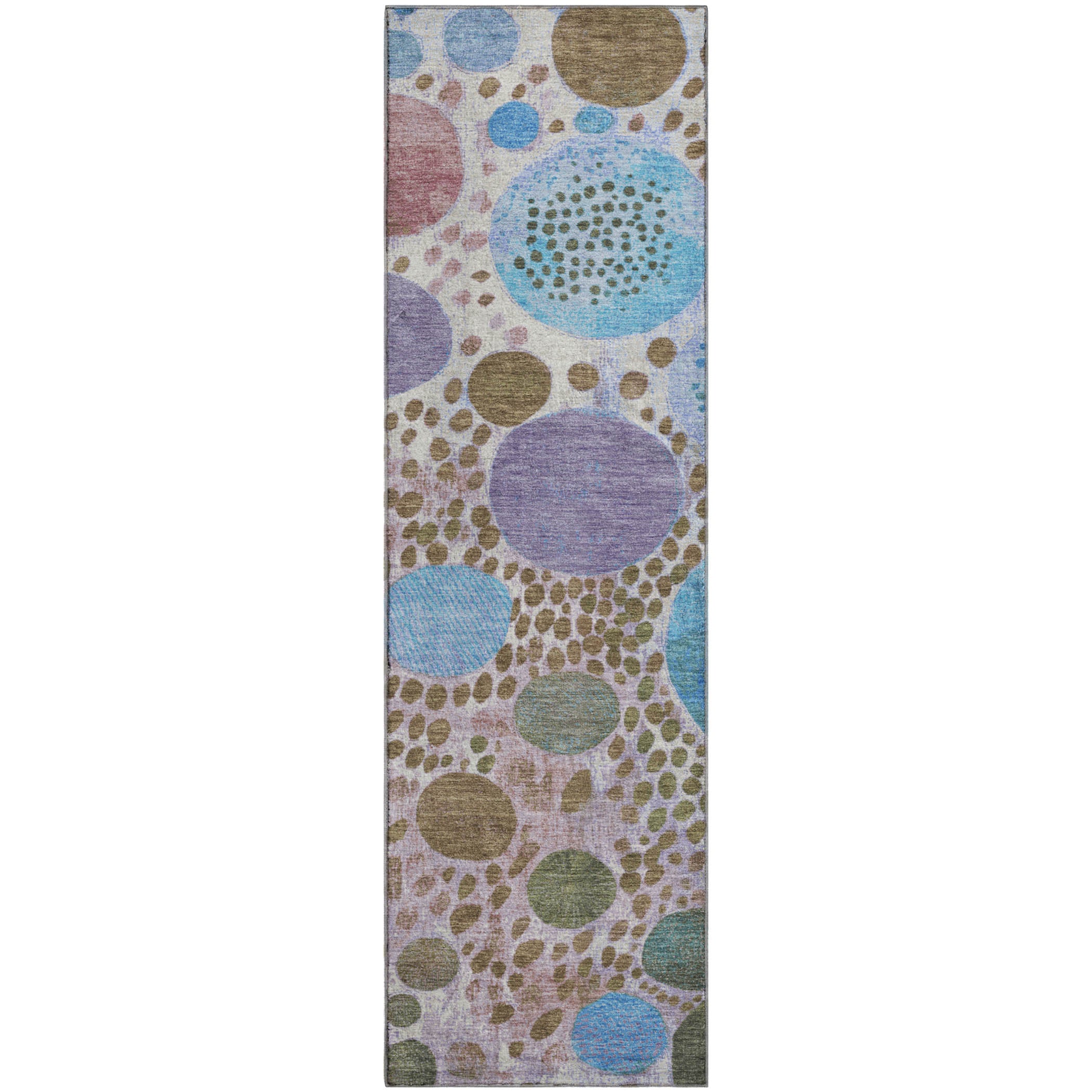Kathmandu Machine Washable Transitional Khaki Brown Rug 2'3" x 7'6" #shape_Runner