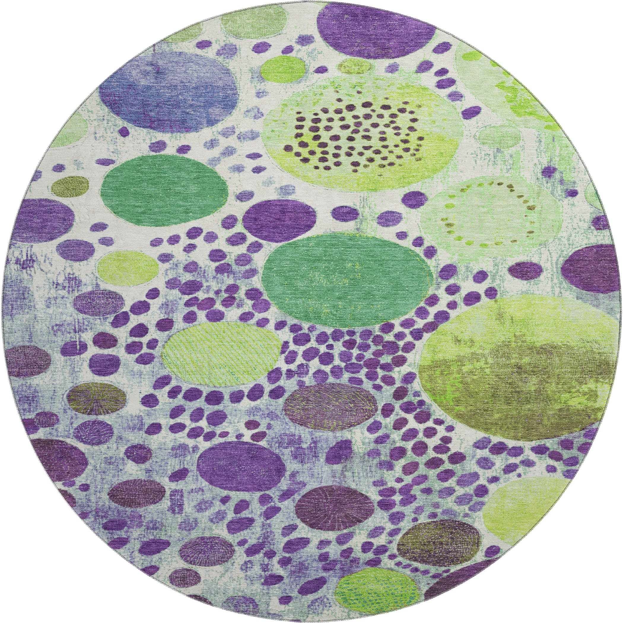 Kathmandu Machine Washable Transitional Purple Rug 8' x 8' #shape_Round