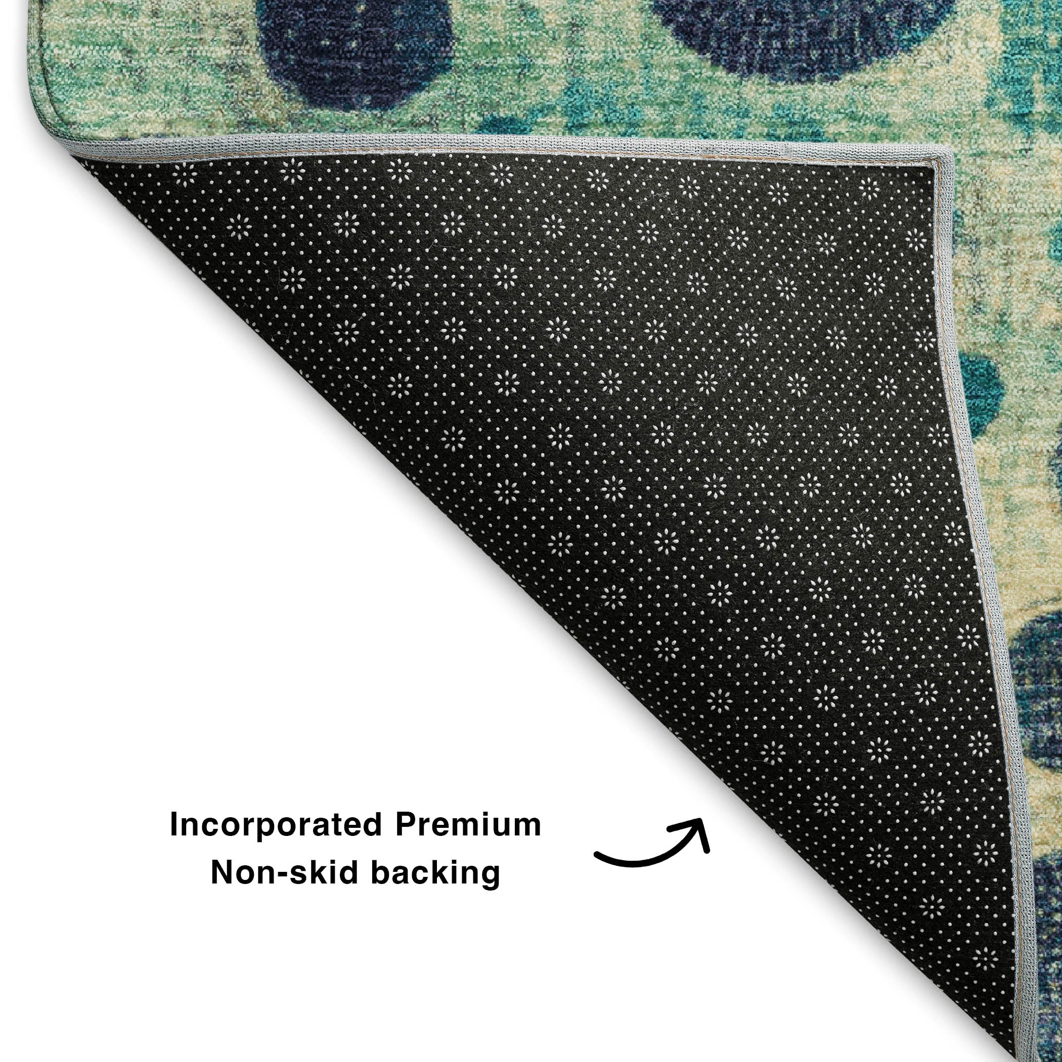 Kathmandu Machine Washable Transitional Teal Rug 1'8" x 2'6" #shape_Rectangle