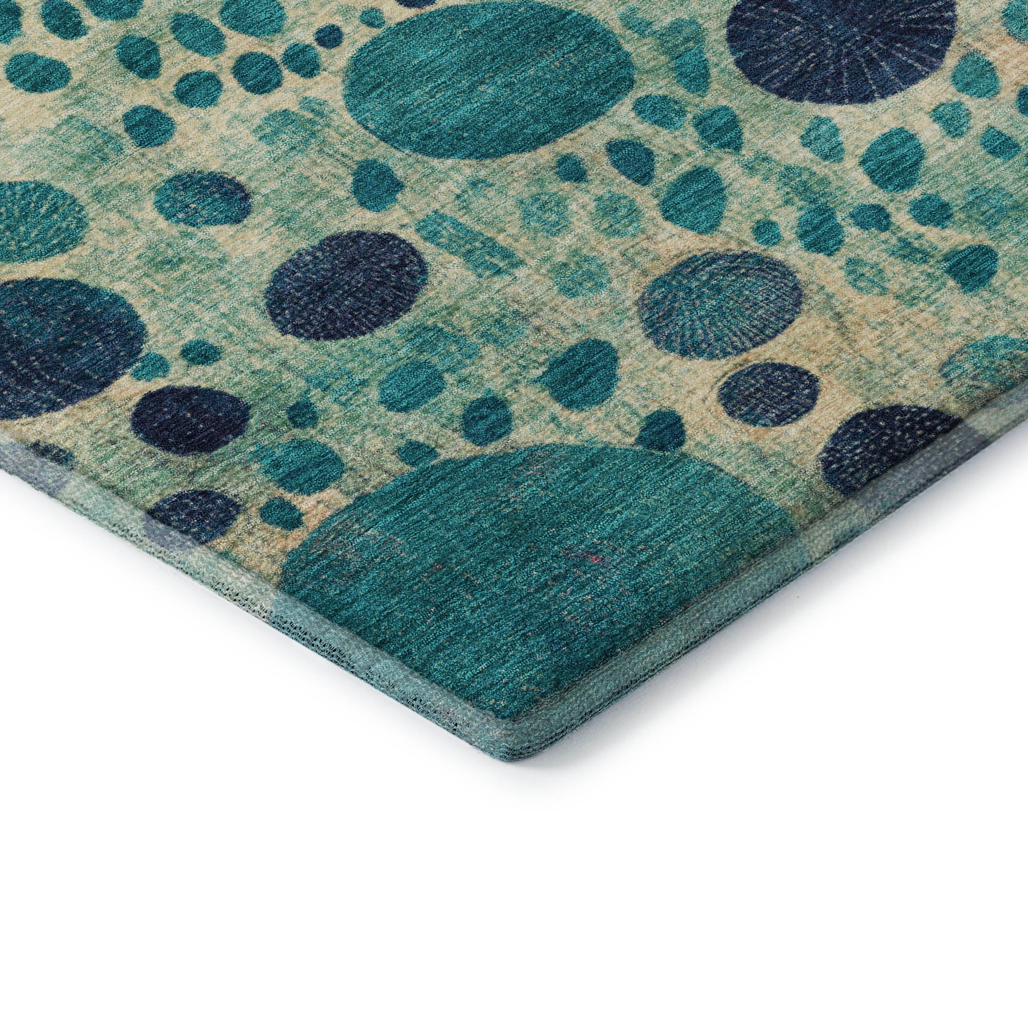 Kathmandu Machine Washable Transitional Teal Rug 1'8" x 2'6" #shape_Rectangle