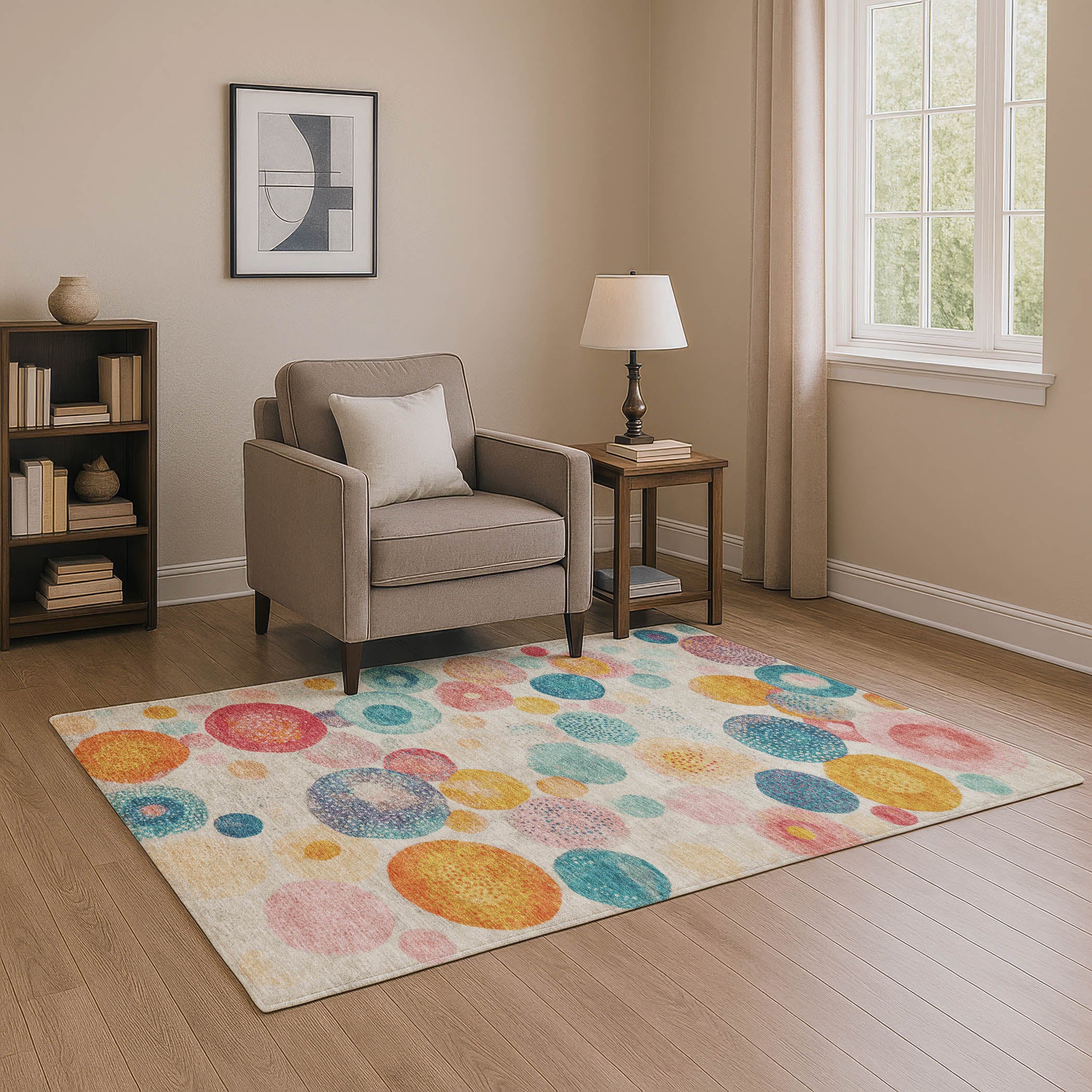 Santorini Machine Washable Transitional Beige Brown Rug 2'6" x 3'10" #shape_Rectangle