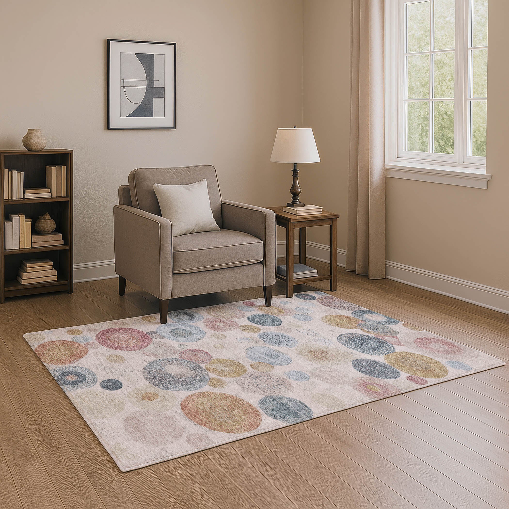 Santorini Machine Washable Transitional Blush Pink Rug 2'6" x 3'10" #shape_Rectangle