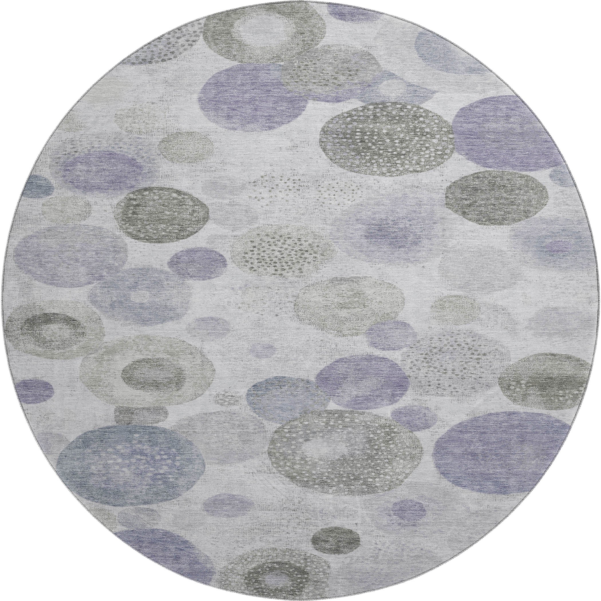 Santorini Machine Washable Transitional Lavender Purple Rug 8' x 8' #shape_Round