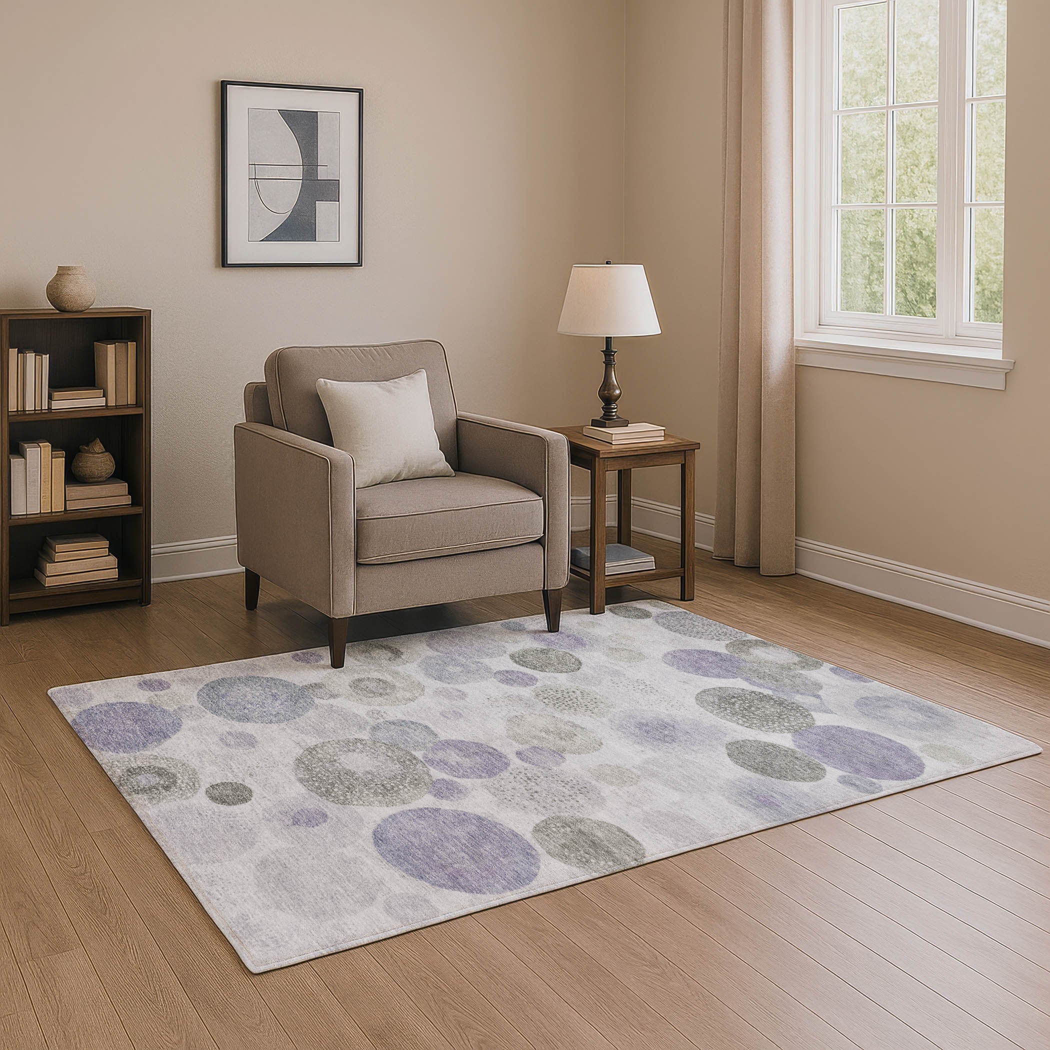 Santorini Machine Washable Transitional Lavender Purple Rug 2'6" x 3'10" #shape_Rectangle