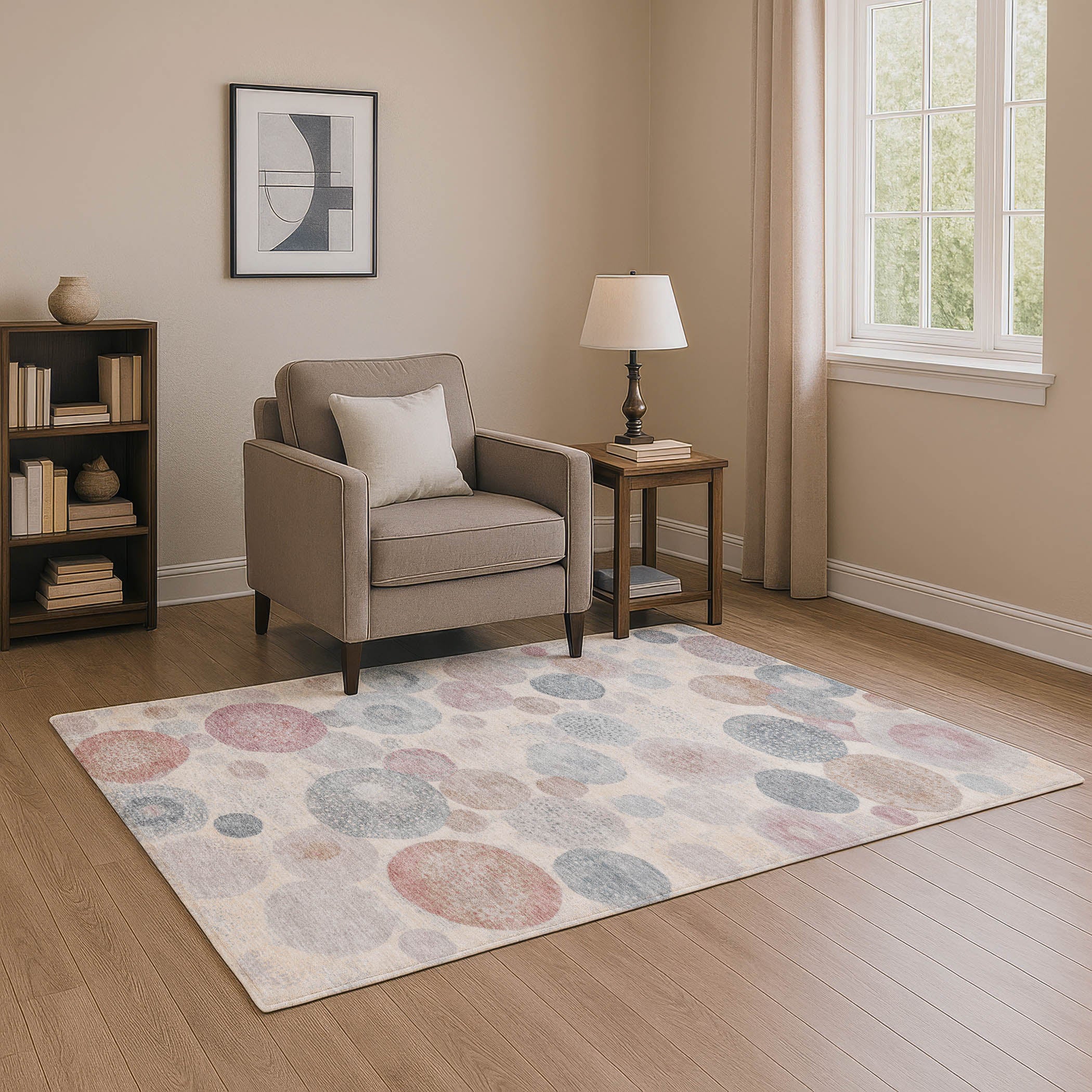 Santorini Machine Washable Transitional Peach Orange Rug 2'6" x 3'10" #shape_Rectangle