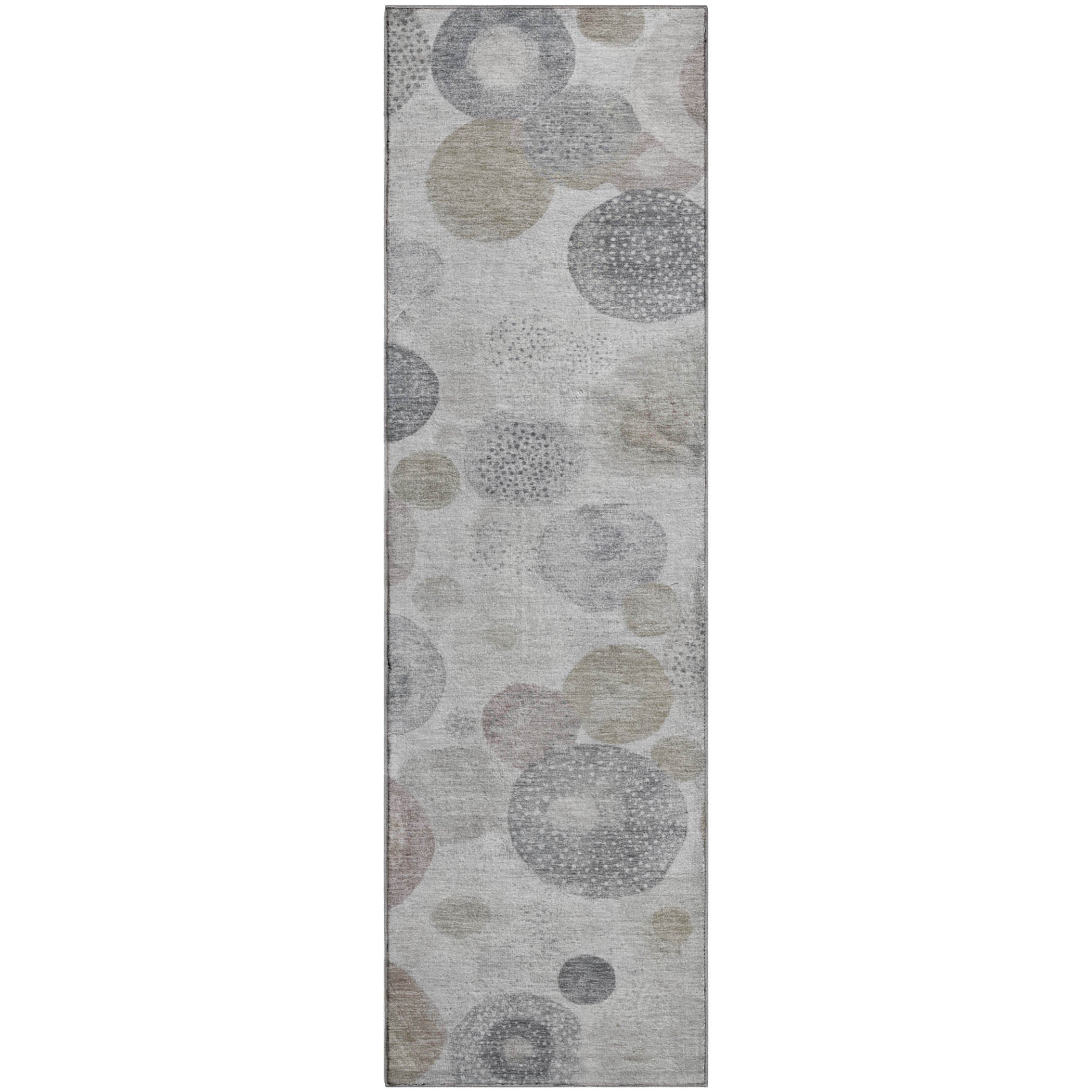 Santorini Machine Washable Transitional Taupe Brown Rug 2'3" x 7'6" #shape_Runner