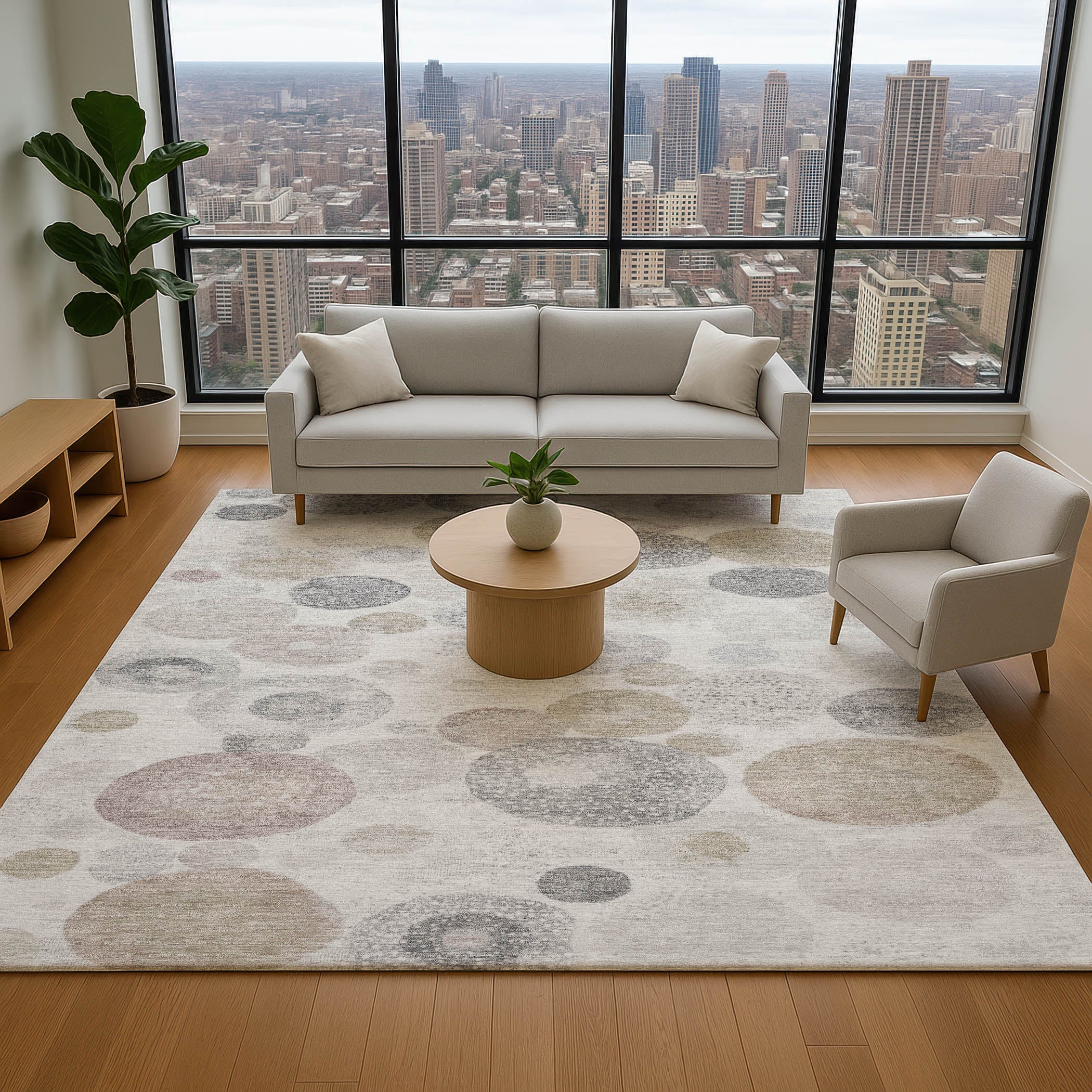 Santorini Machine Washable Transitional Taupe Brown Rug 2'6" x 3'10" #shape_Rectangle