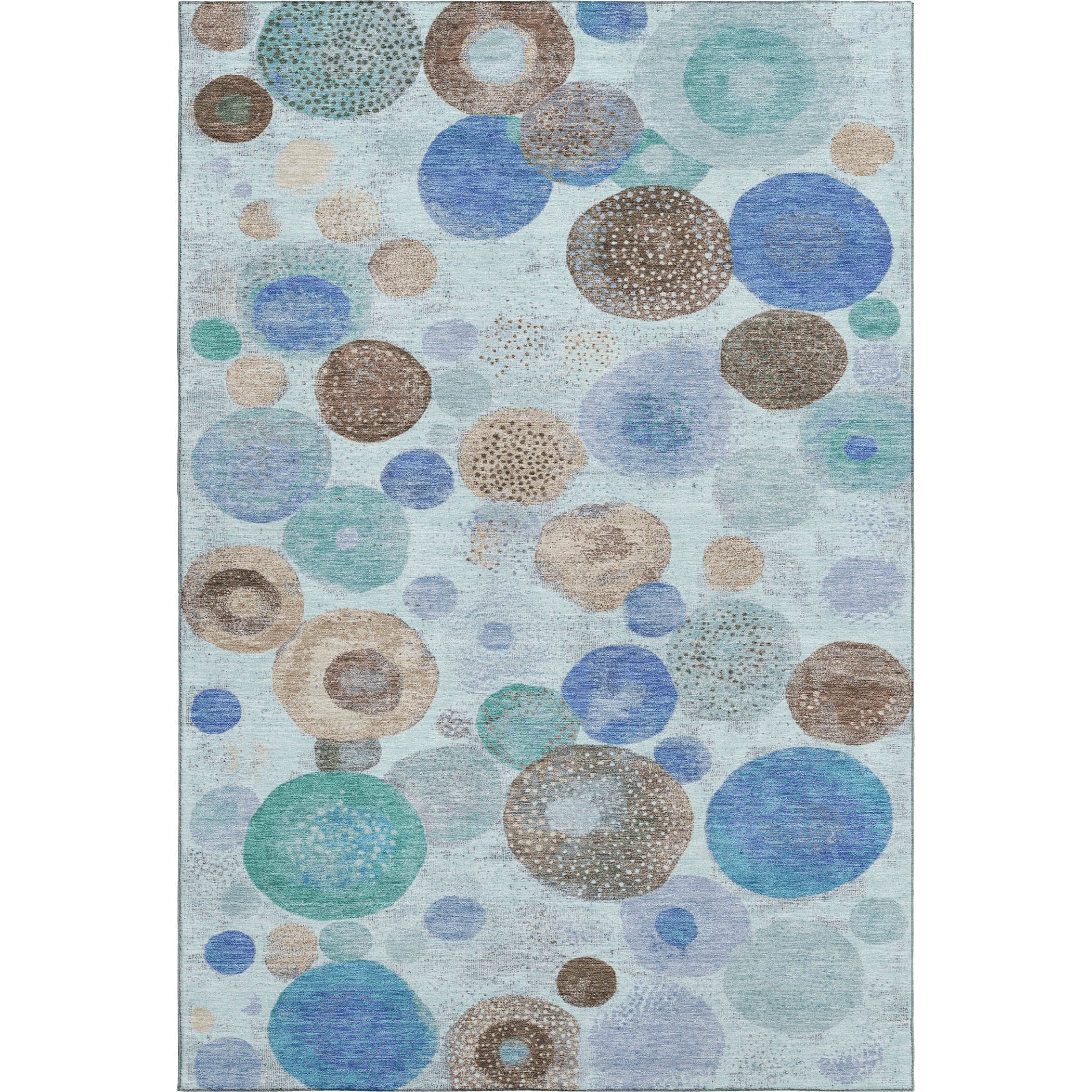 Santorini Machine Washable Transitional Teal Rug 2'6" x 3'10" #shape_Rectangle
