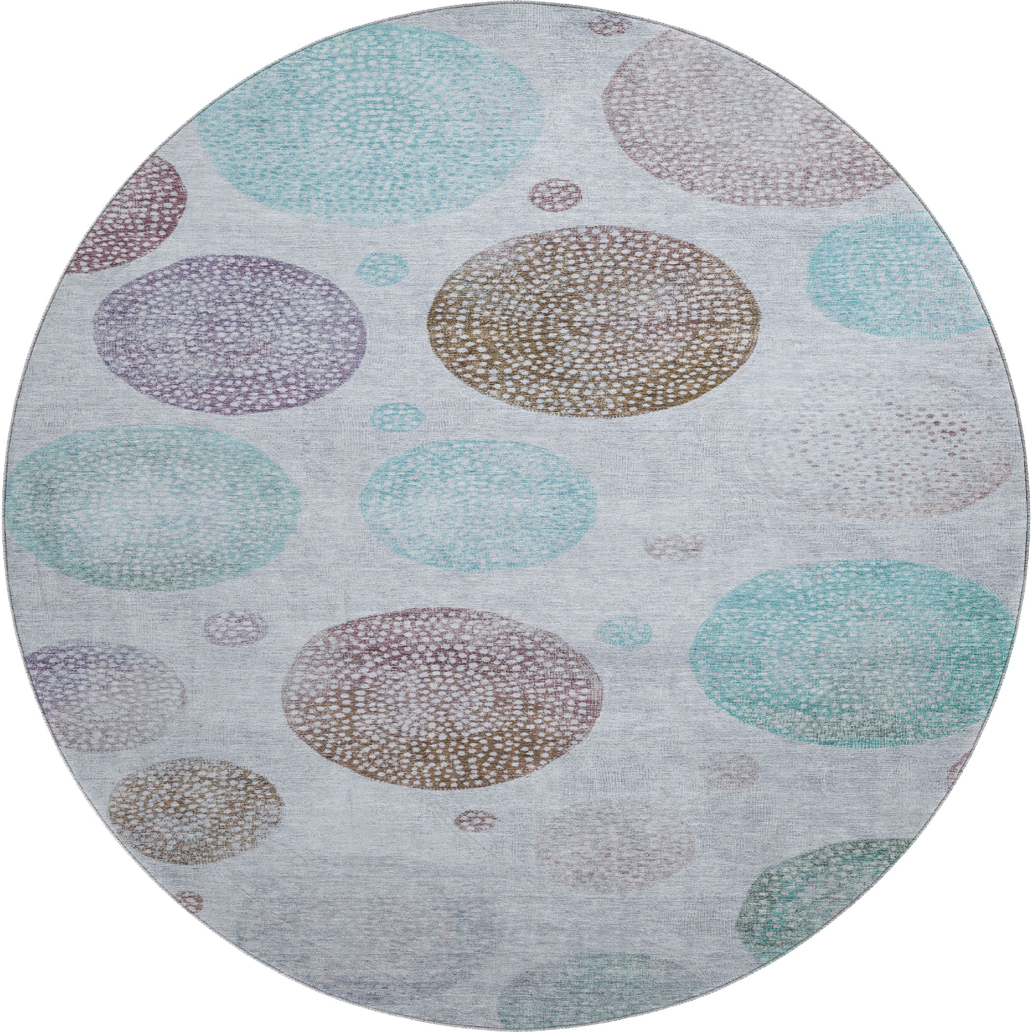 Cusco Machine Washable Transitional Blue Rug 8' x 8' #shape_Round