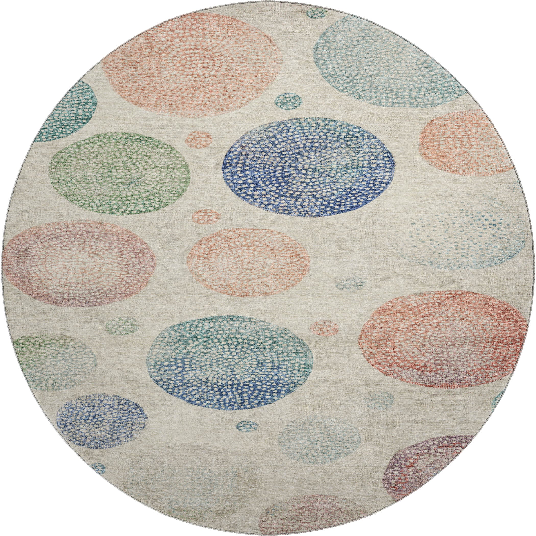 Cusco Machine Washable Transitional Ivory Rug 8' x 8' #shape_Round