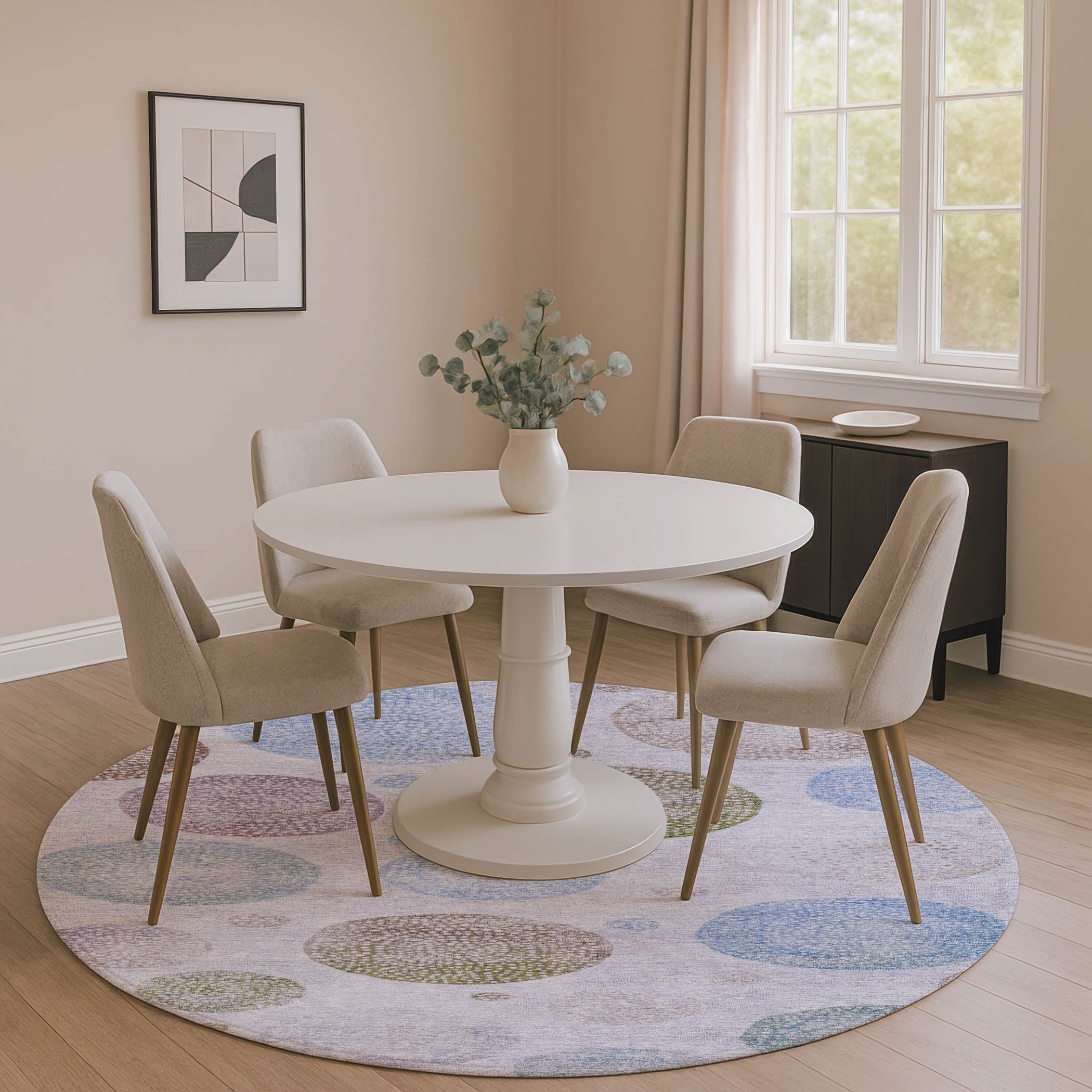 Cusco Machine Washable Transitional Lavender Purple Rug 8' x 8' #shape_Round