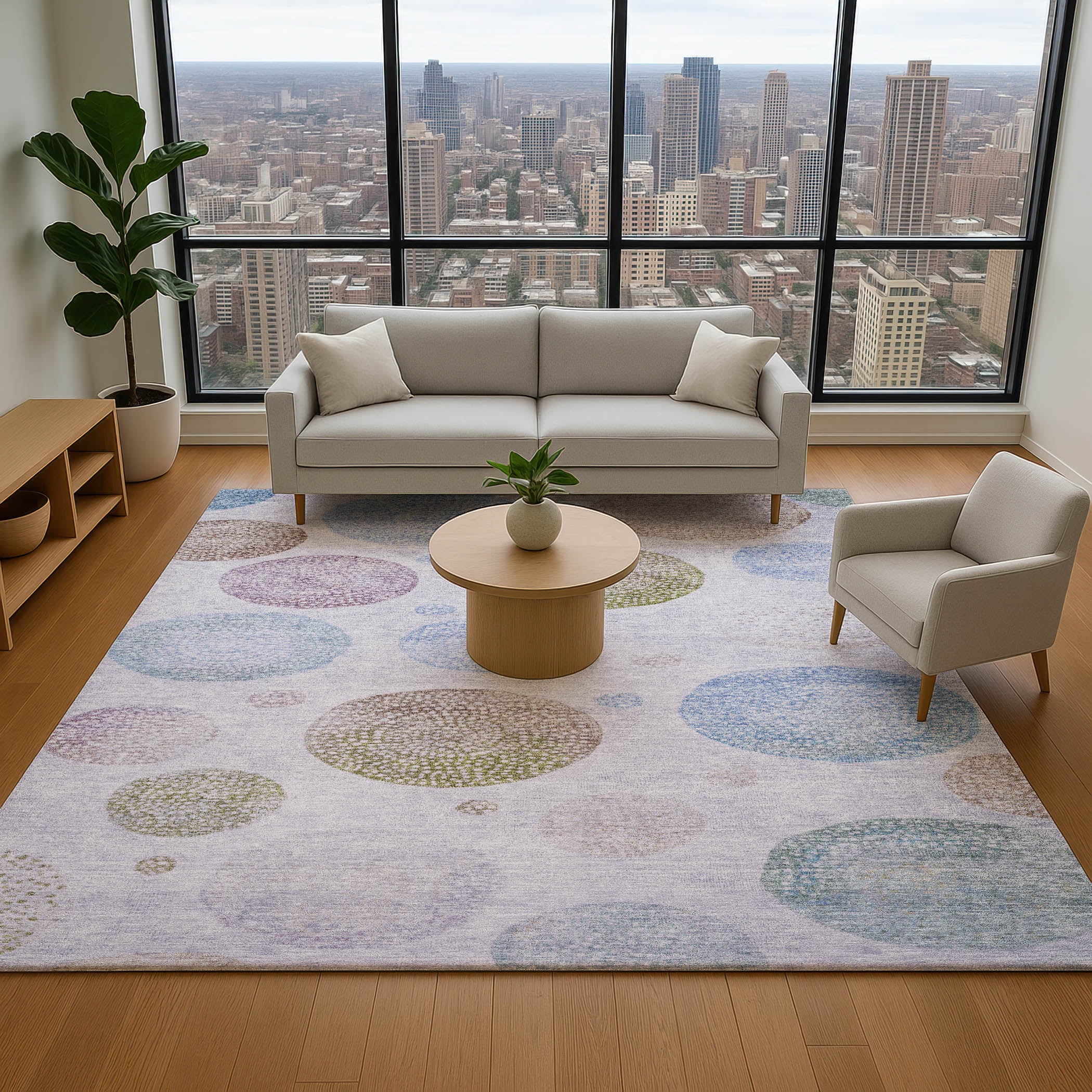 Cusco Machine Washable Transitional Lavender Purple Rug 2'6" x 3'10" #shape_Rectangle