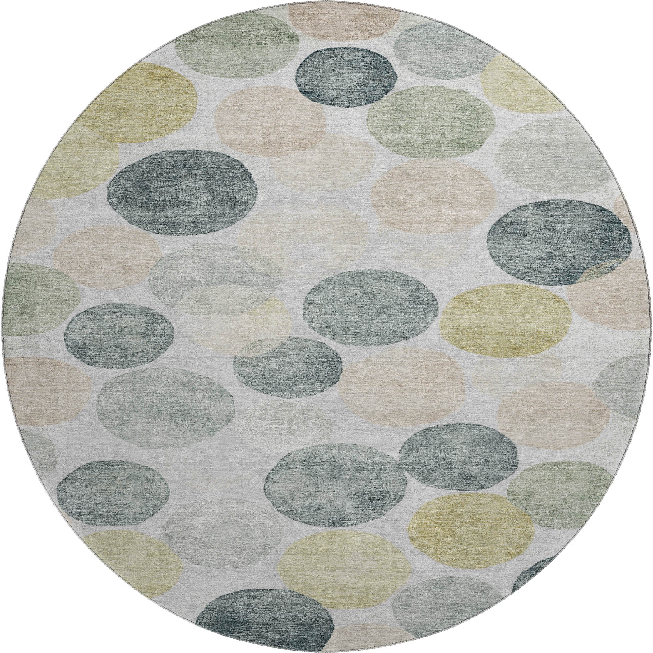 Split Machine Washable Transitional Gray Rug 8' x 8' #shape_Round
