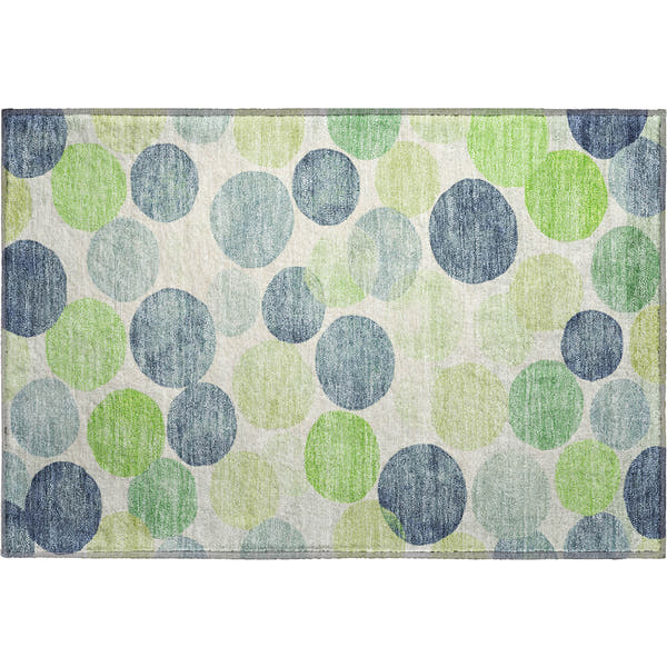 Split Machine Washable Transitional Navy Blue Rug 1'8" x 2'6"