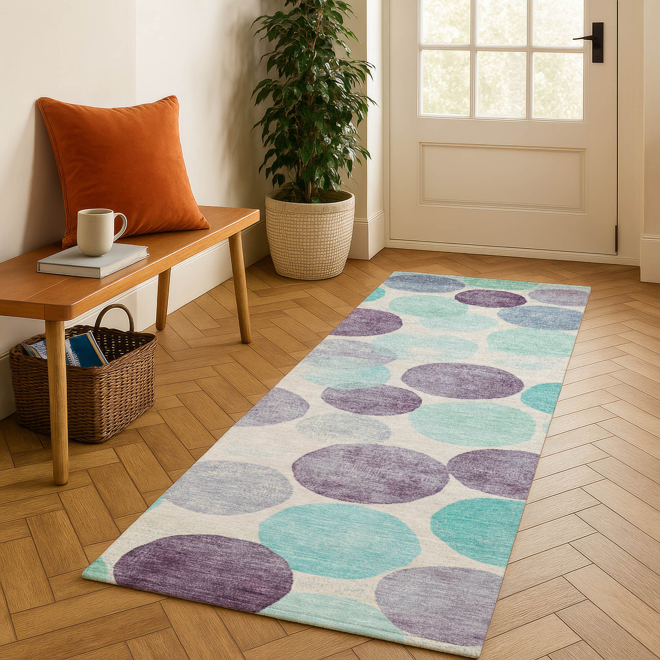 Split Machine Washable Transitional Plum Purple Rug 2'3" x 7'6" #shape_Runner