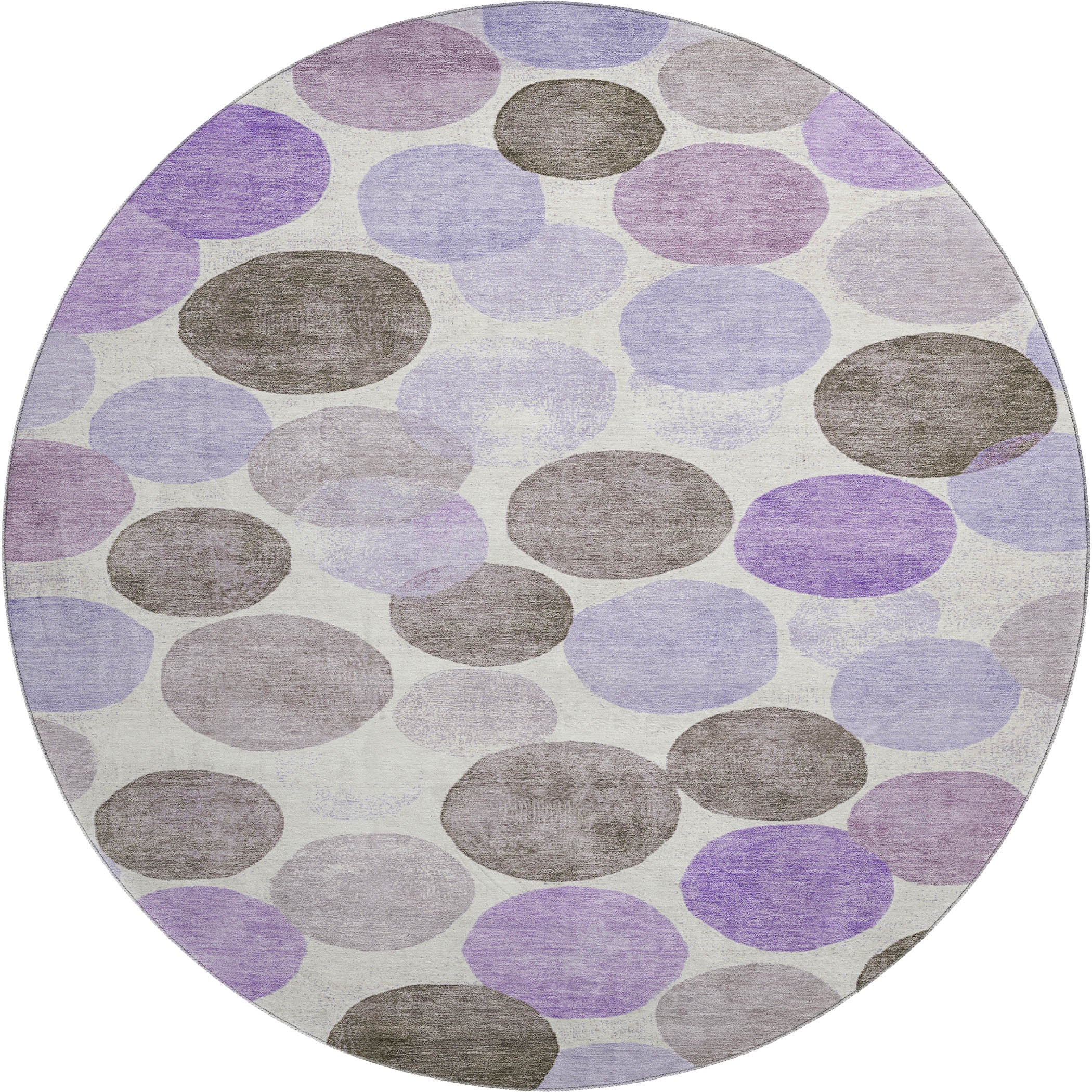 Split Machine Washable Transitional Purple Rug 8' x 8' #shape_Round