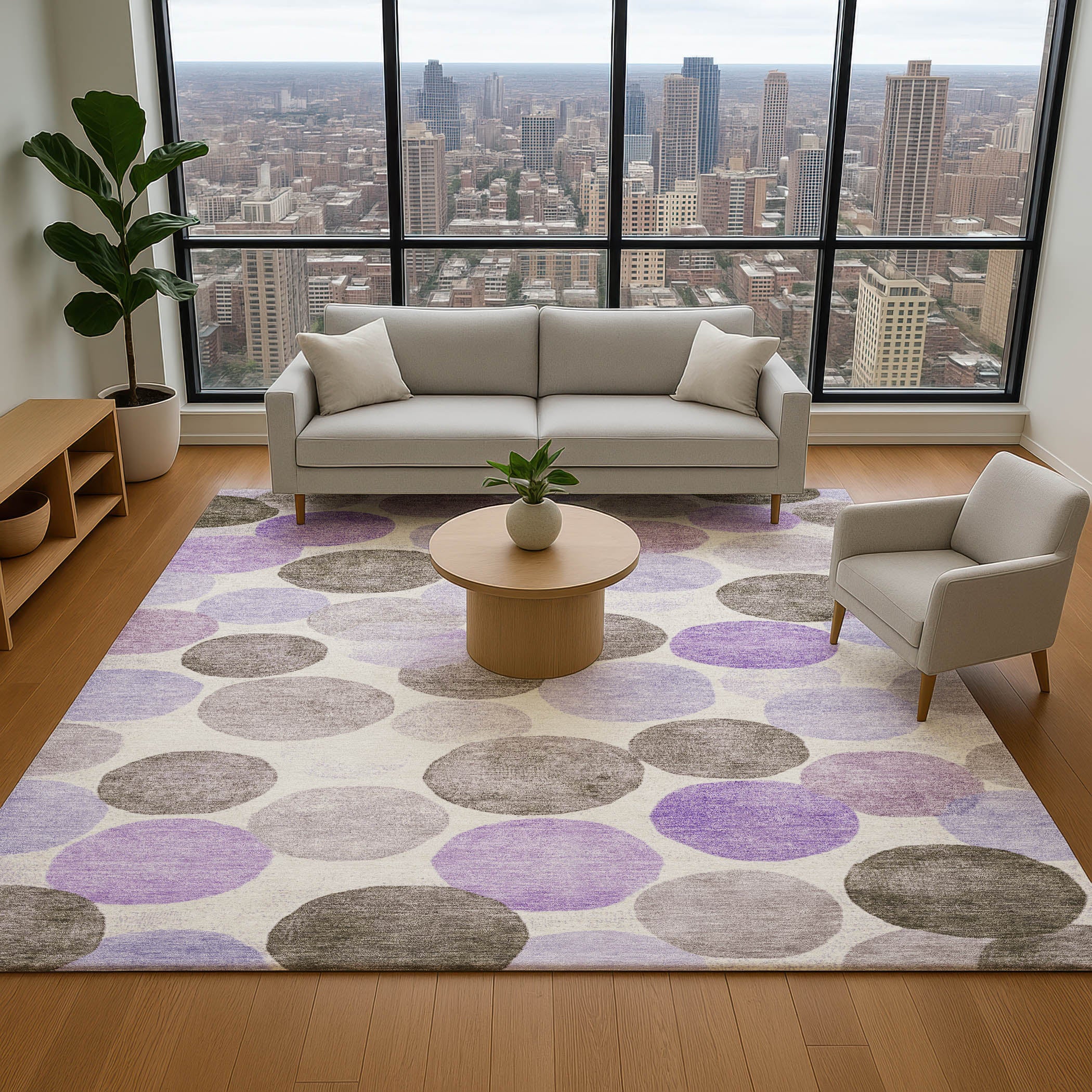 Split Machine Washable Transitional Purple Rug 2'6" x 3'10" #shape_Rectangle
