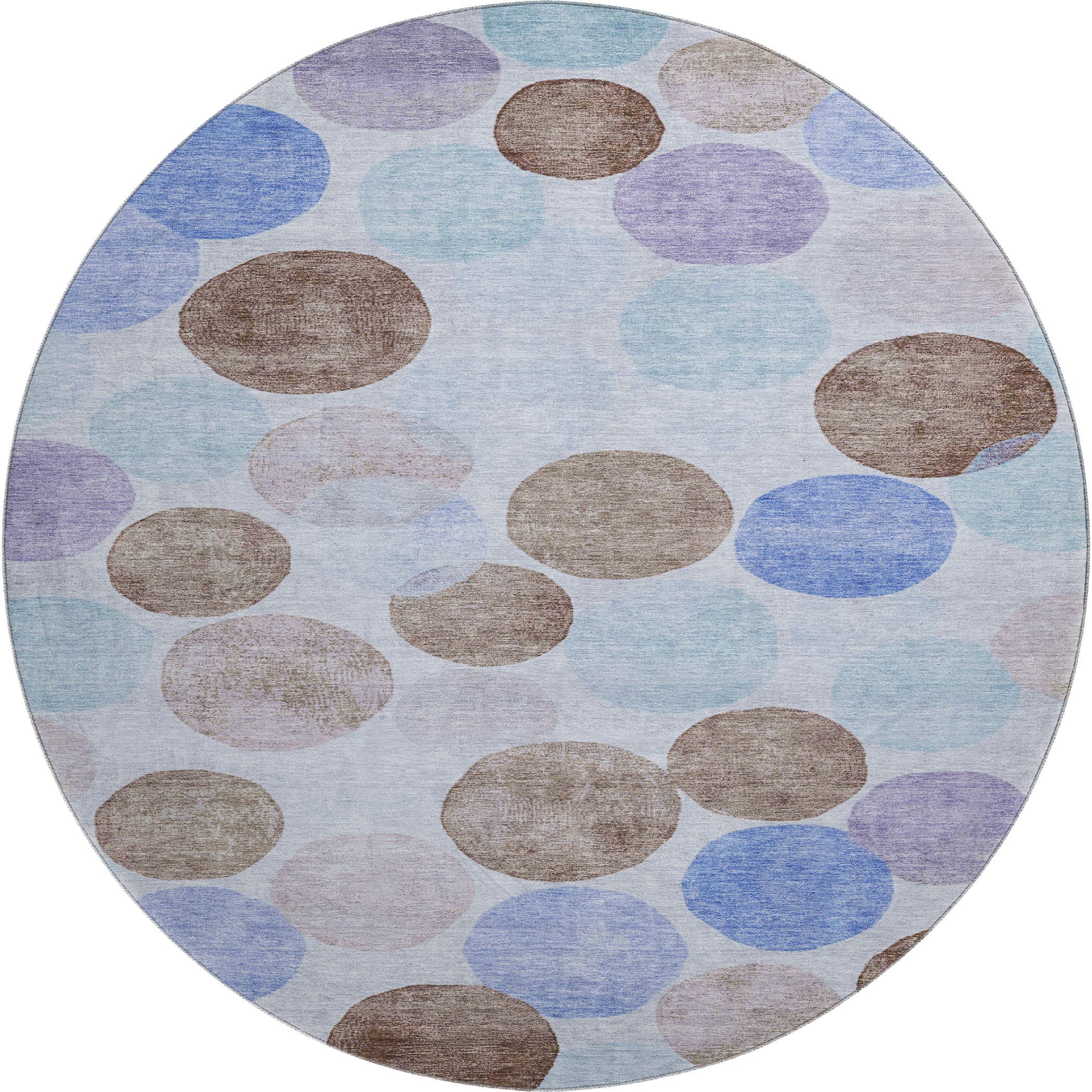 Split Machine Washable Transitional Sky Blue Rug 8' x 8' #shape_Round