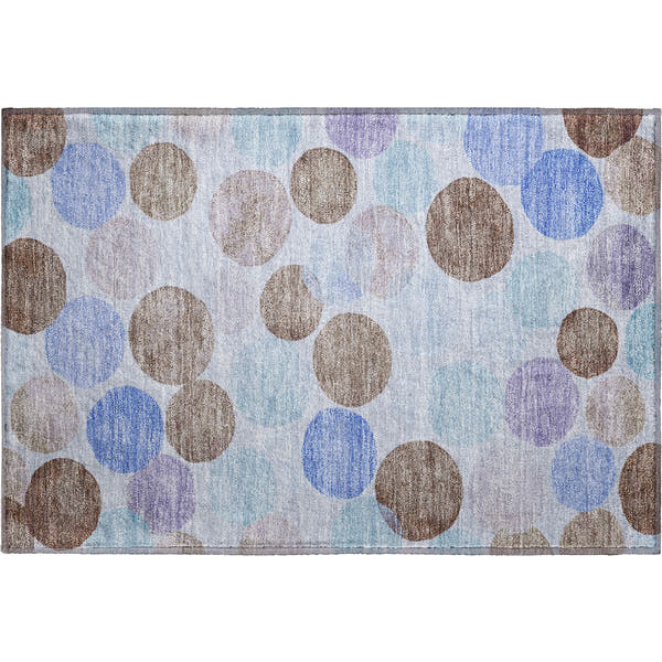 Split Machine Washable Transitional Sky Blue Rug 1'8" x 2'6"