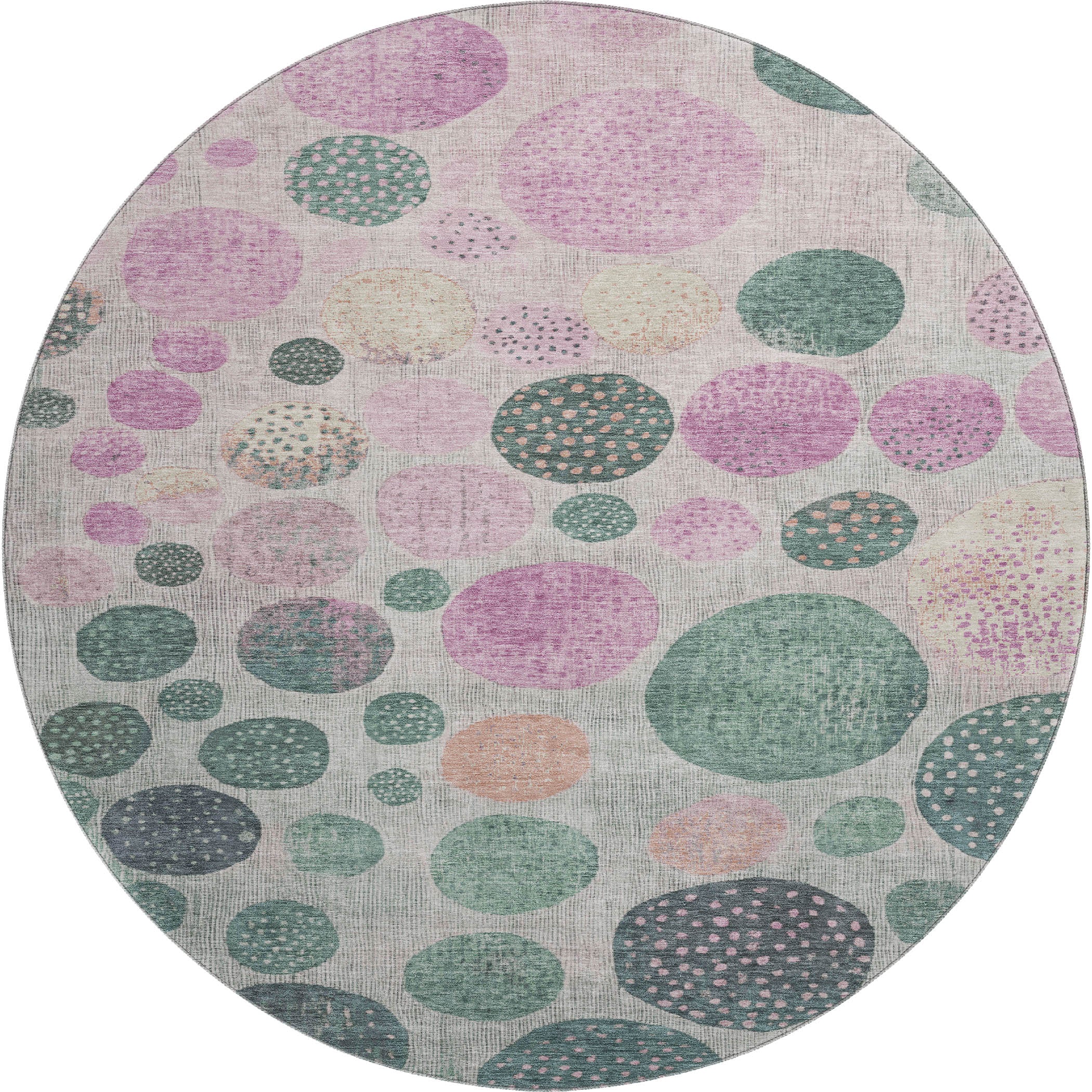Salzburg Machine Washable Transitional Cactus Green Rug 8' x 8' #shape_Round