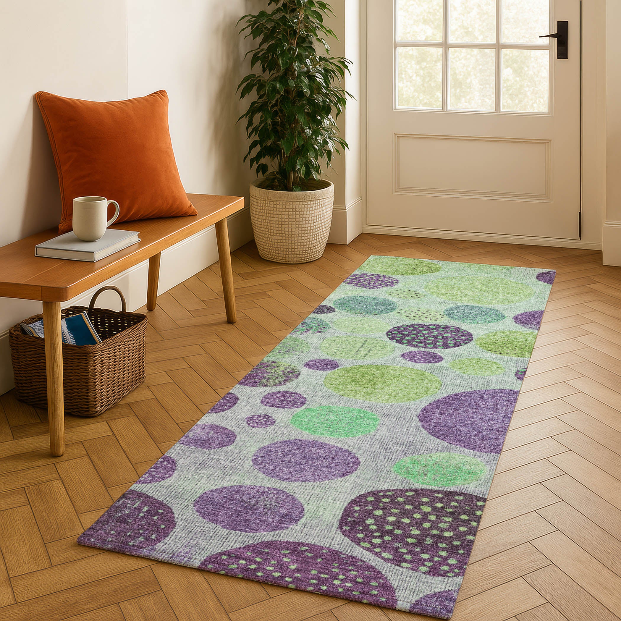 Salzburg Machine Washable Transitional Purple Rug 2'3" x 7'6" #shape_Runner