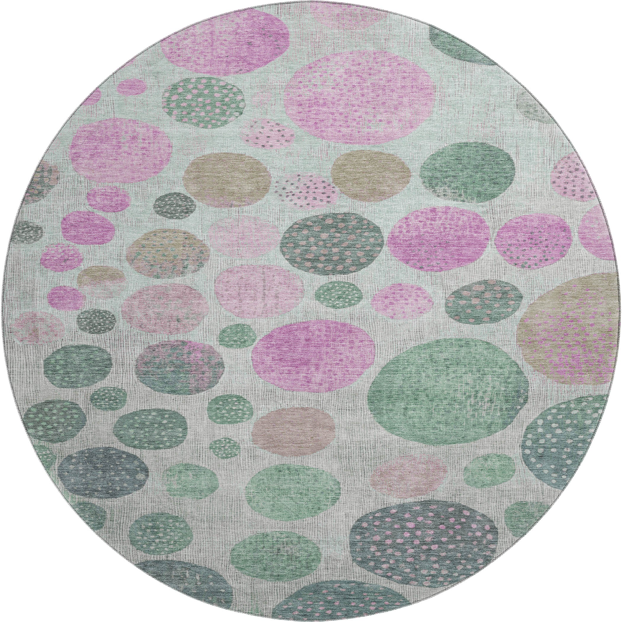 Salzburg Machine Washable Transitional Sage Green Rug 8' x 8' #shape_Round