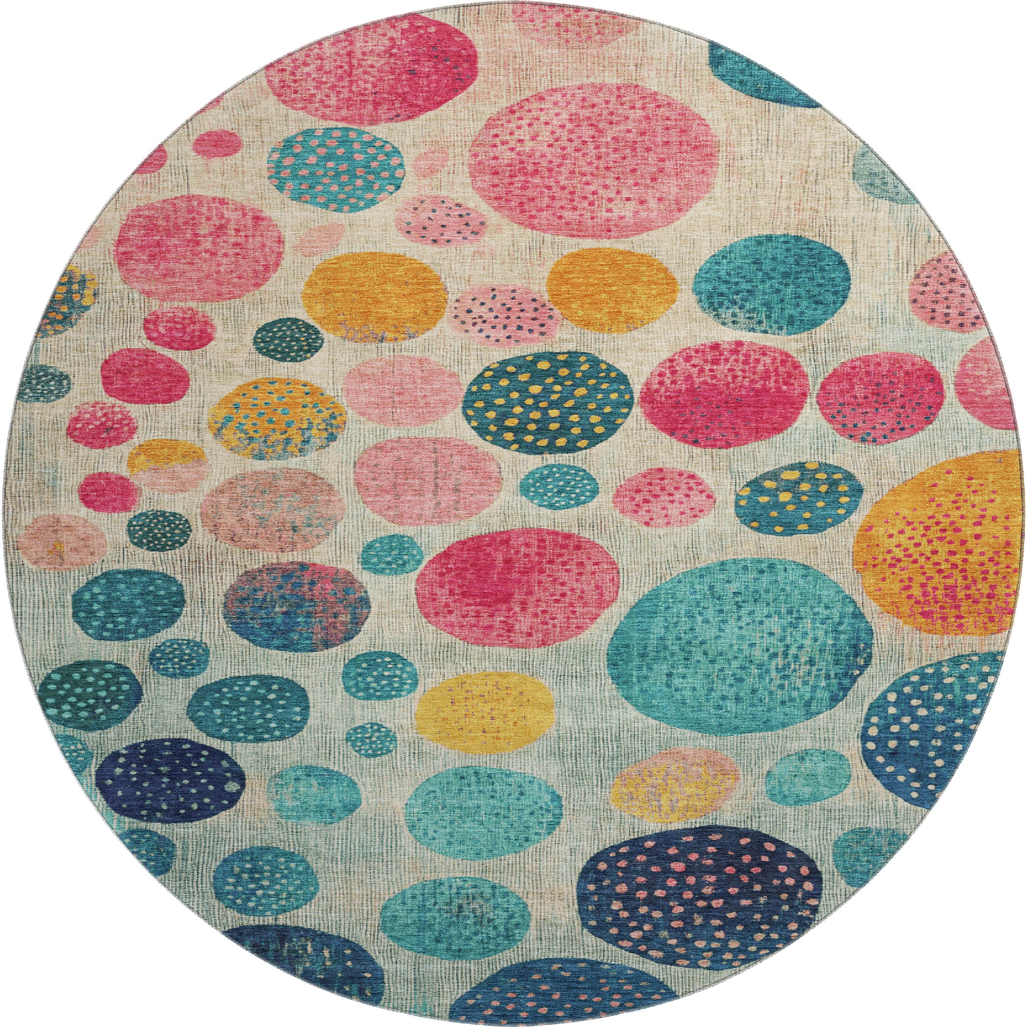 Salzburg Machine Washable Transitional Teal Rug 8' x 8' #shape_Round
