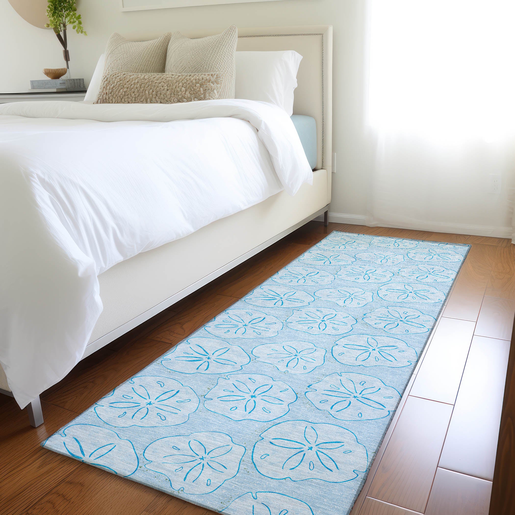 Salzburg Machine Washable Coastal Blue Rug 2'3" x 7'6" #shape_Runner