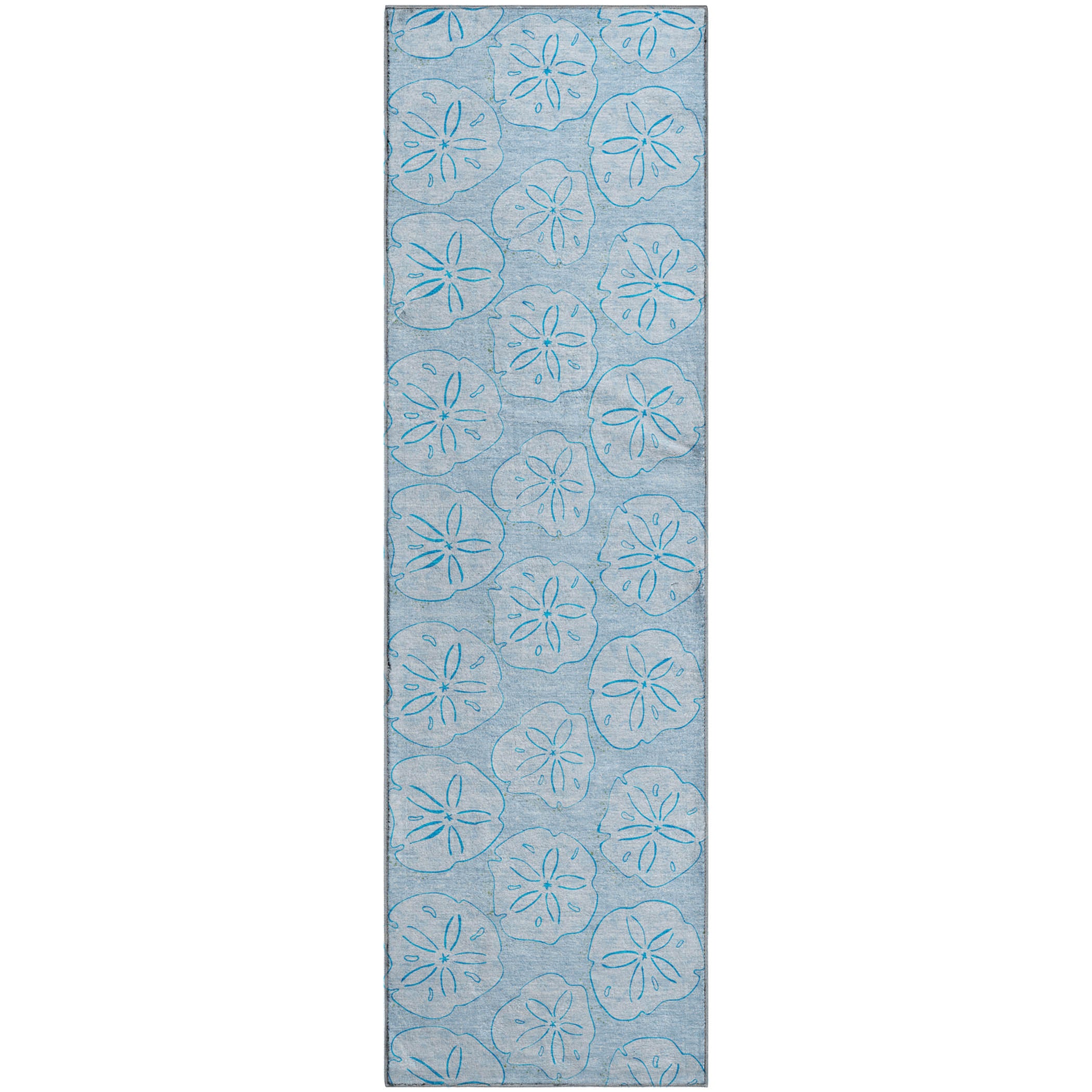 Salzburg Machine Washable Coastal Blue Rug 2'3" x 7'6" #shape_Runner