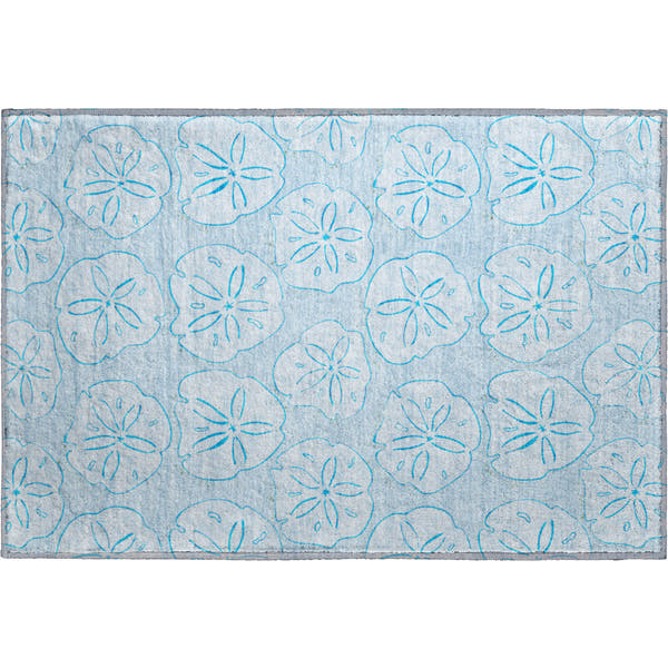Salzburg Machine Washable Coastal Blue Rug 1'8" x 2'6"