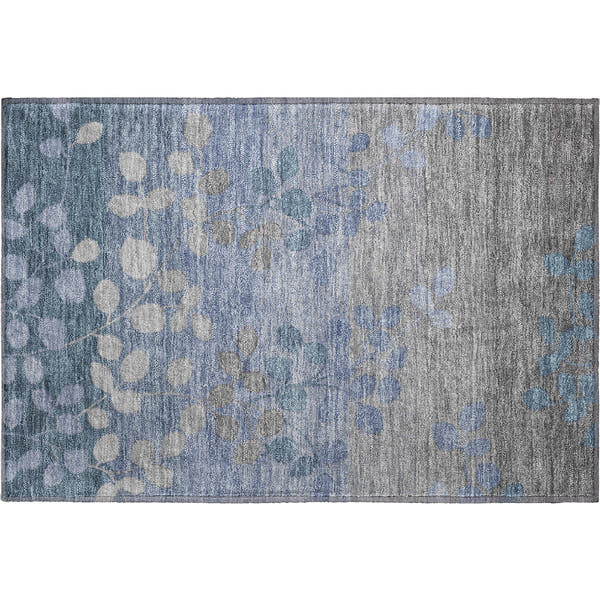 Dubrovnik Machine Washable Transitional Denim Blue Rug 1'8" x 2'6"