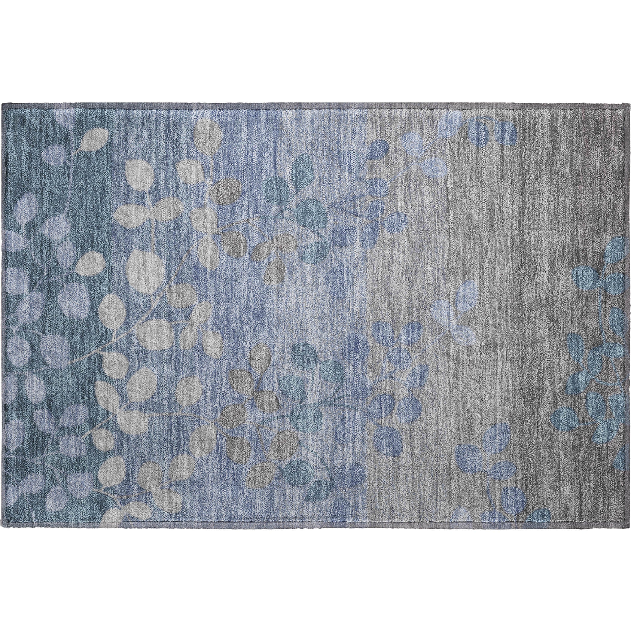 Dubrovnik Machine Washable Transitional Denim Blue Rug 1'8" x 2'6" #shape_Rectangle