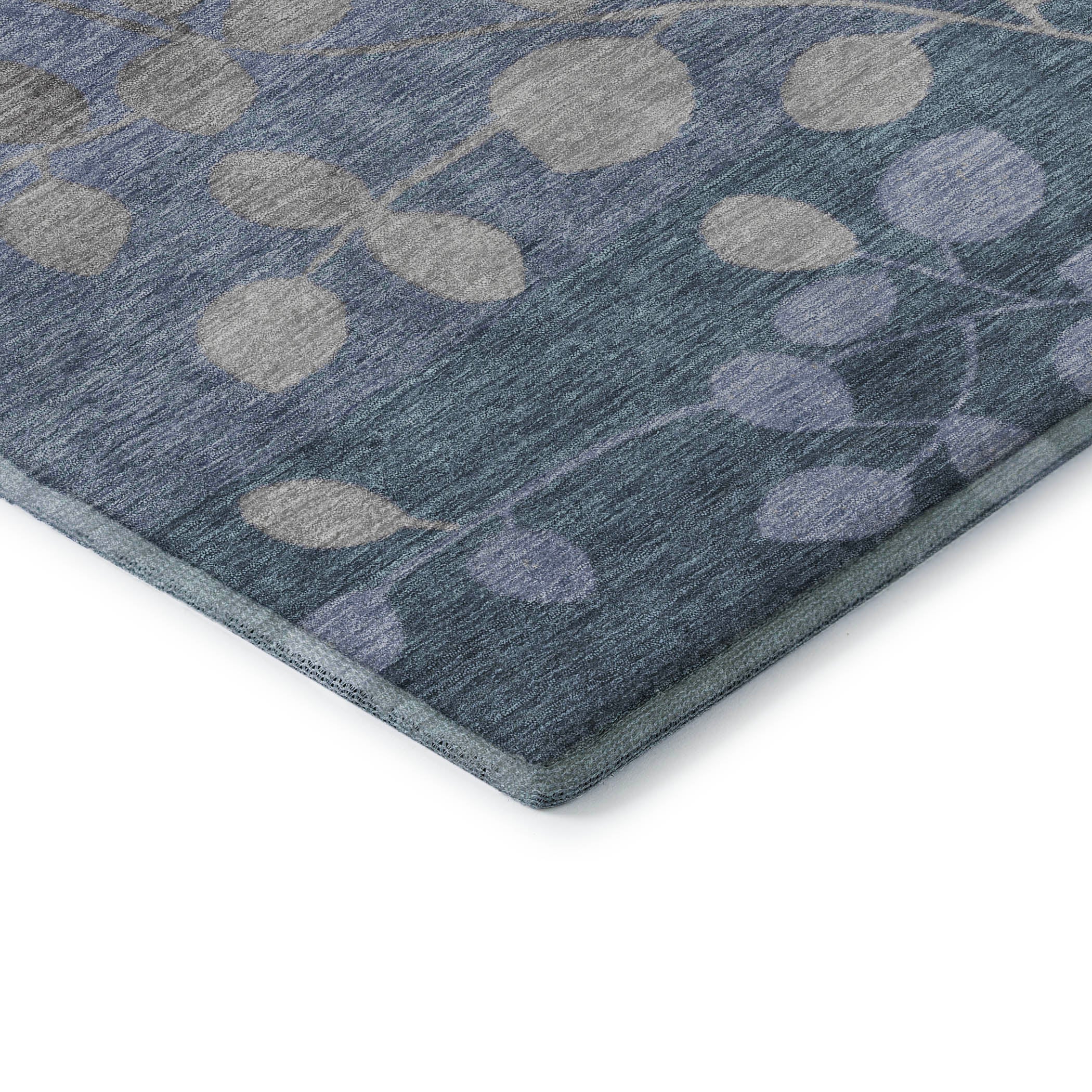 Dubrovnik Machine Washable Transitional Denim Blue Rug 1'8" x 2'6" #shape_Rectangle