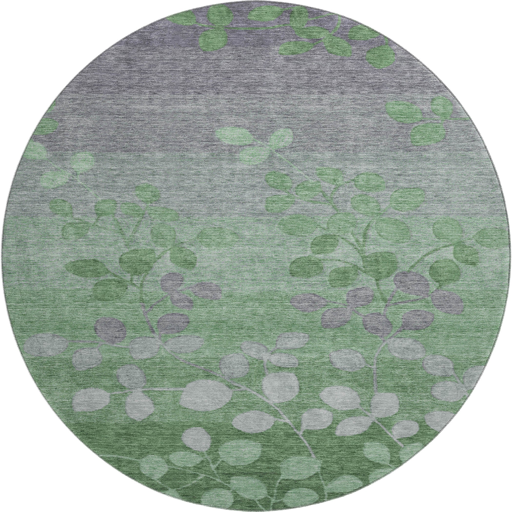 Dubrovnik Machine Washable Transitional Green Rug 8' x 8' #shape_Round