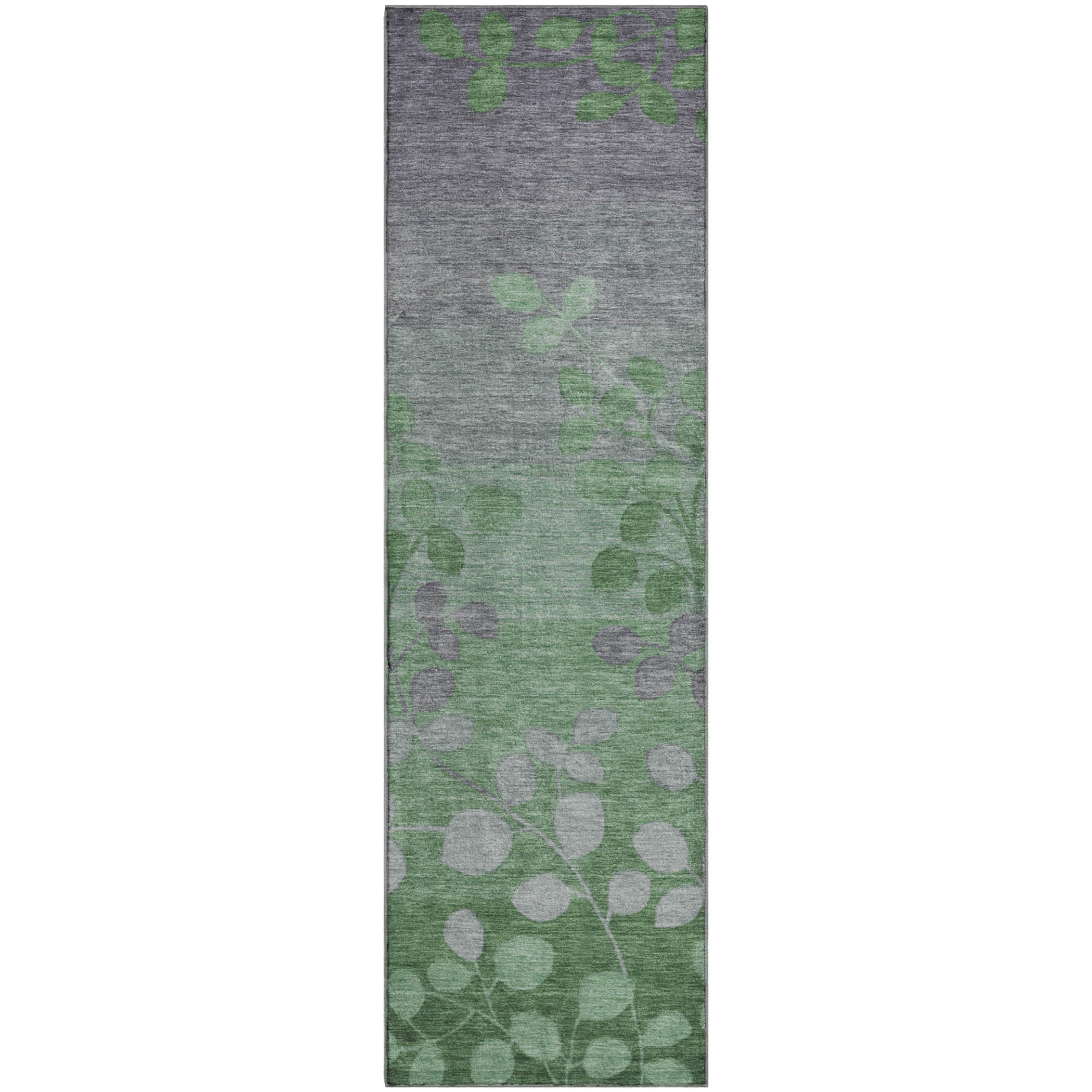 Dubrovnik Machine Washable Transitional Green Rug 2'3" x 7'6" #shape_Runner