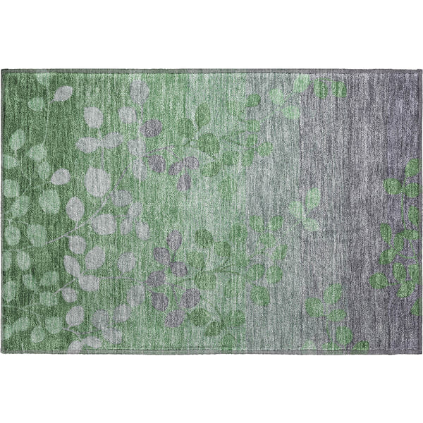 Dubrovnik Machine Washable Transitional Green Rug 1'8" x 2'6"