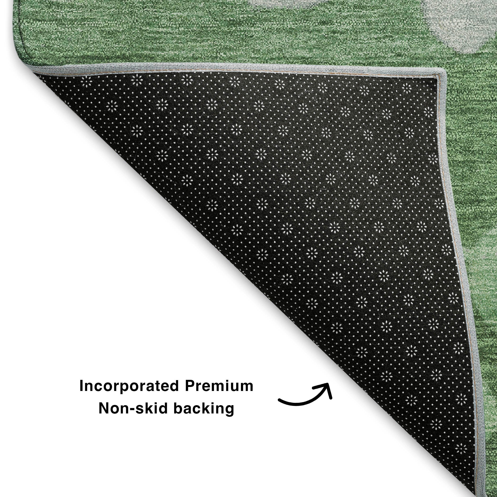 Dubrovnik Machine Washable Transitional Green Rug 1'8" x 2'6" #shape_Rectangle