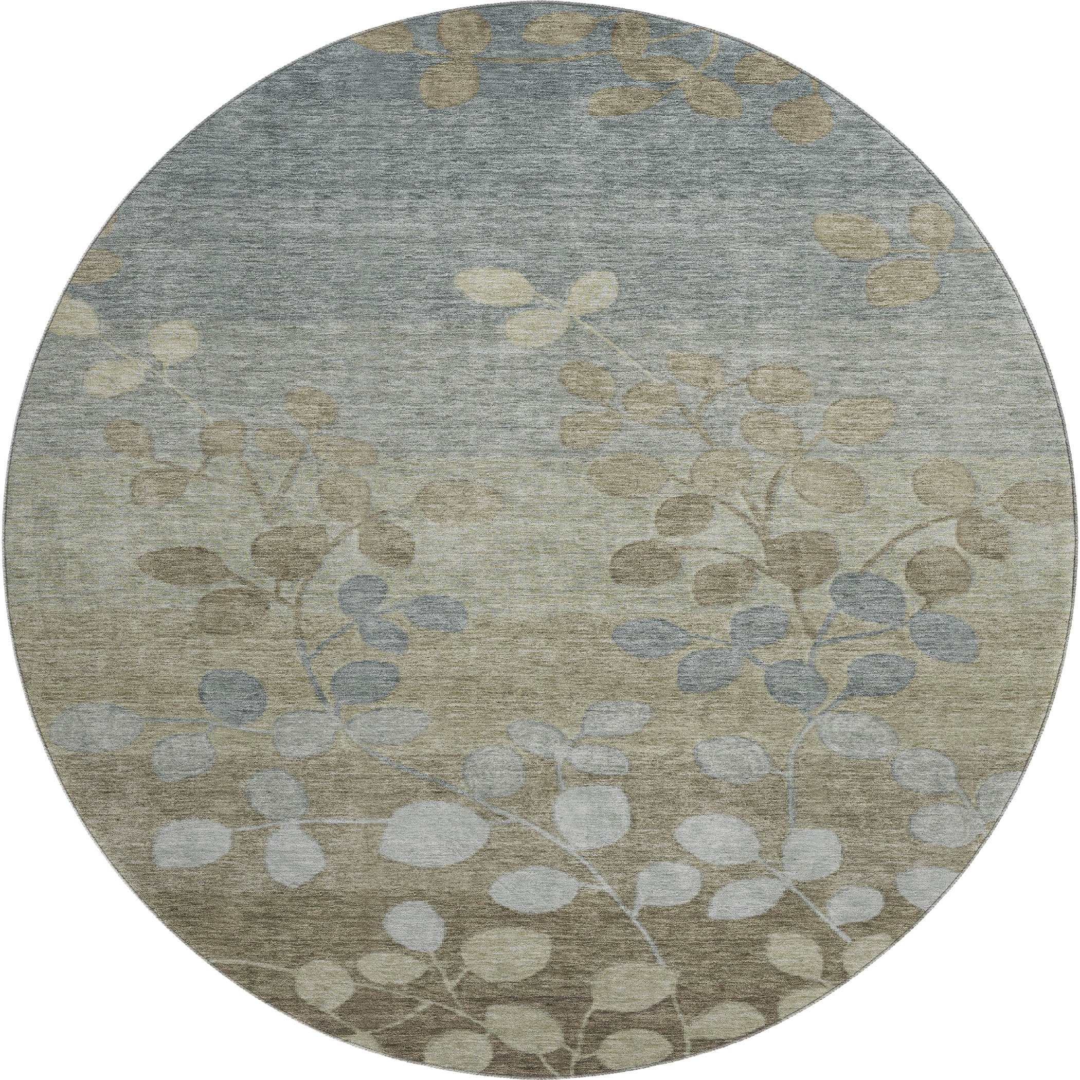 Dubrovnik Machine Washable Transitional Khaki Brown Rug 8' x 8' #shape_Round